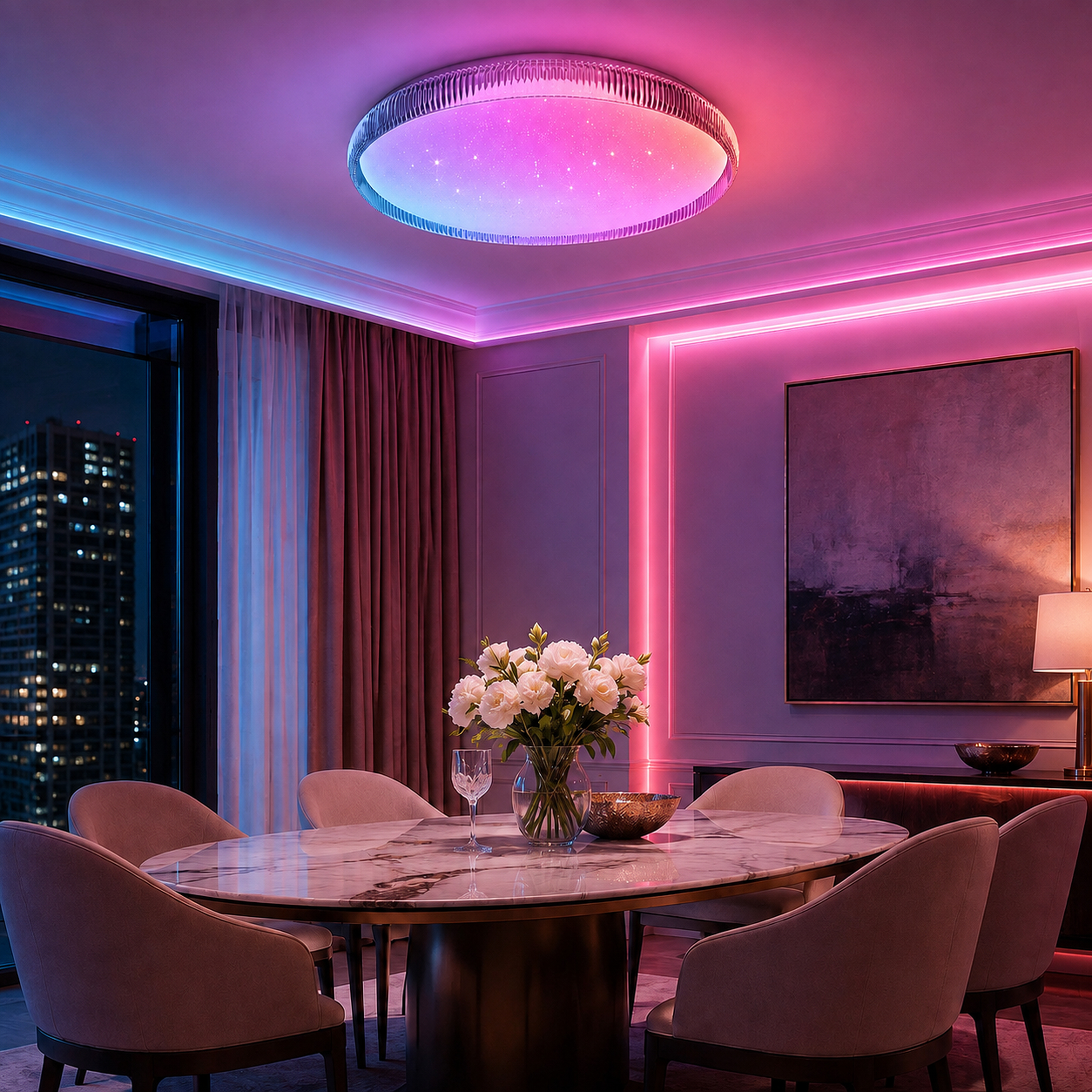 SPACE361 RGB Crystal-Edge Round Ceiling Light A - Ambient Lights - gallery image