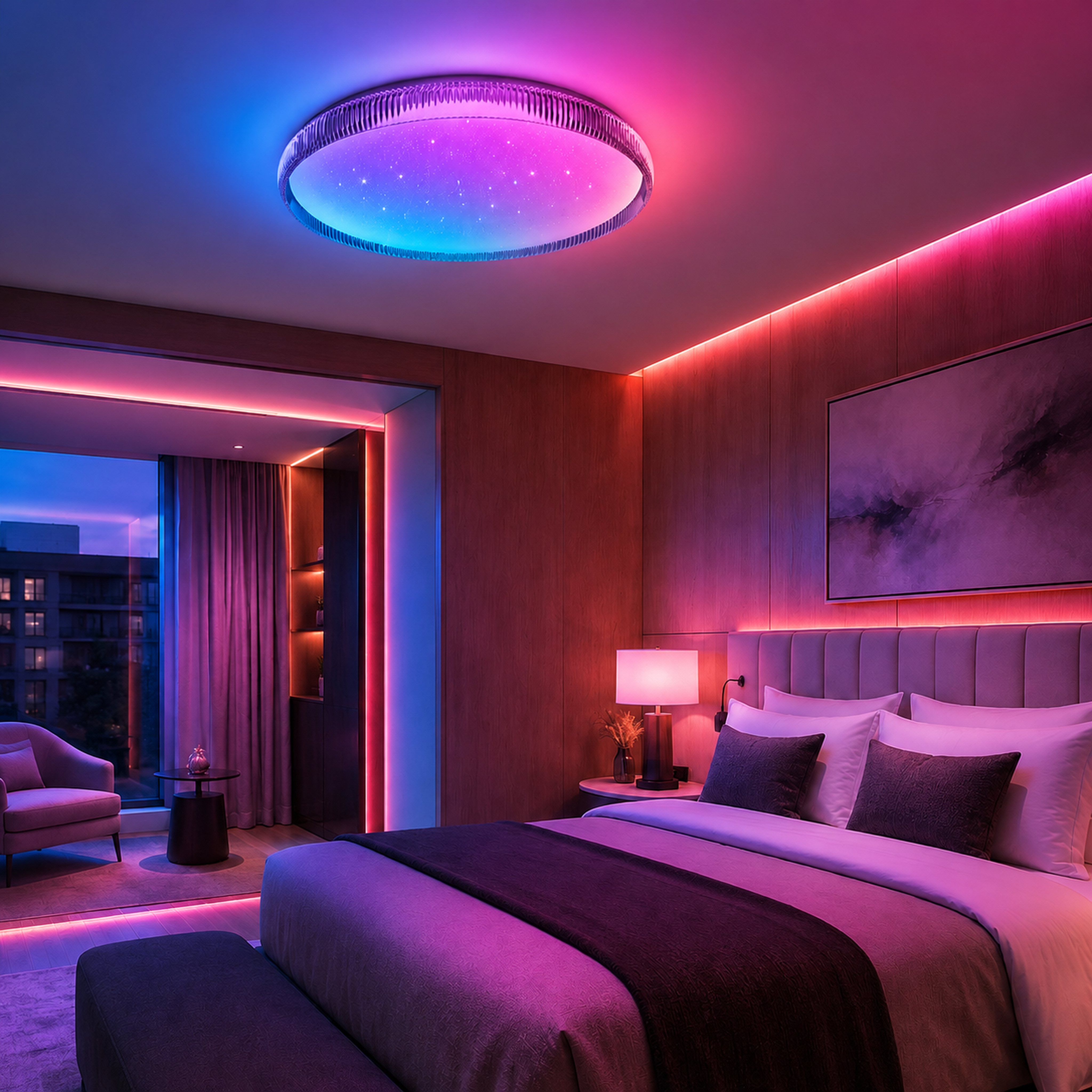 SPACE361 RGB Crystal-Edge Round Ceiling Light A - Ambient Lights - gallery image