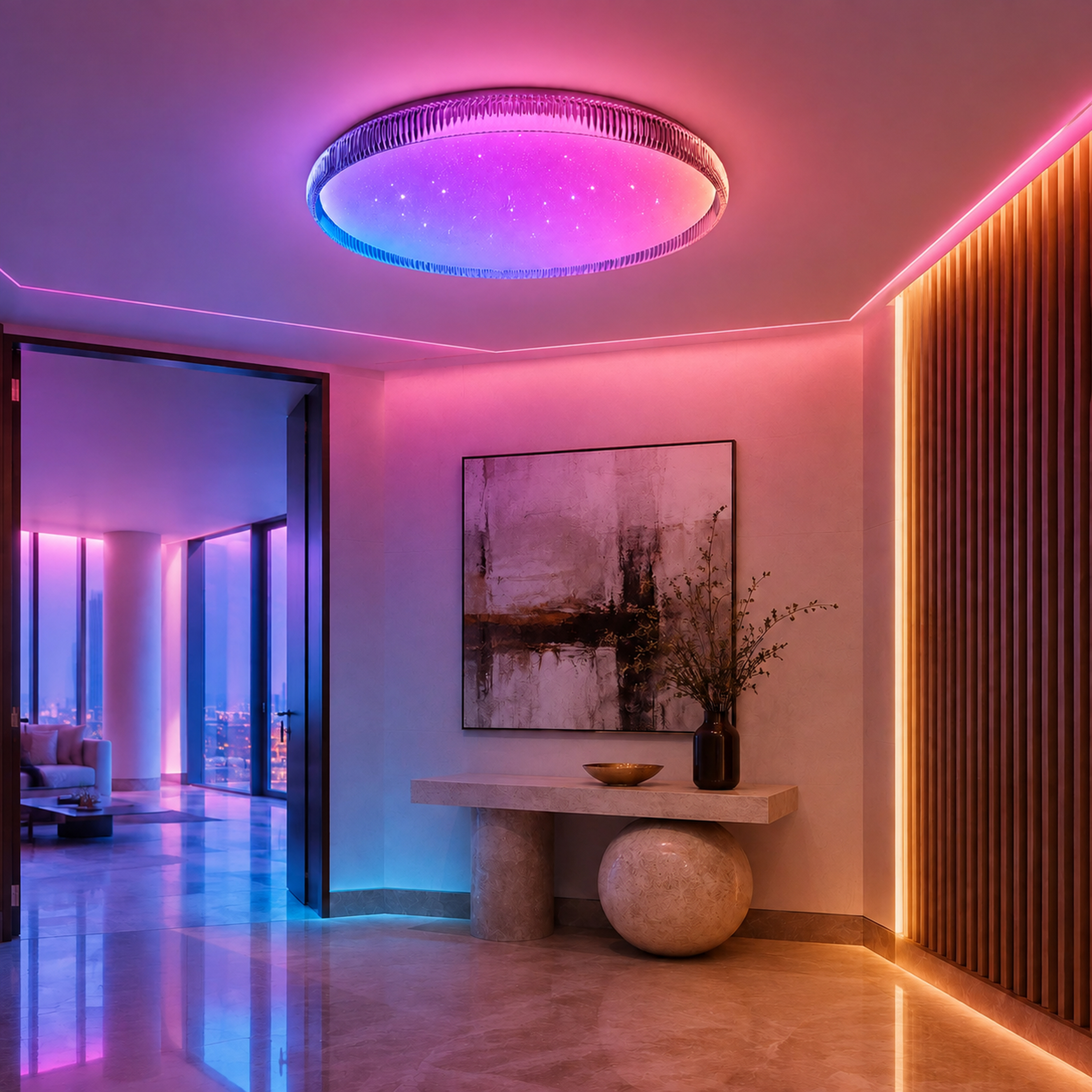 SPACE361 RGB Crystal-Edge Round Ceiling Light A - Ambient Lights - gallery image