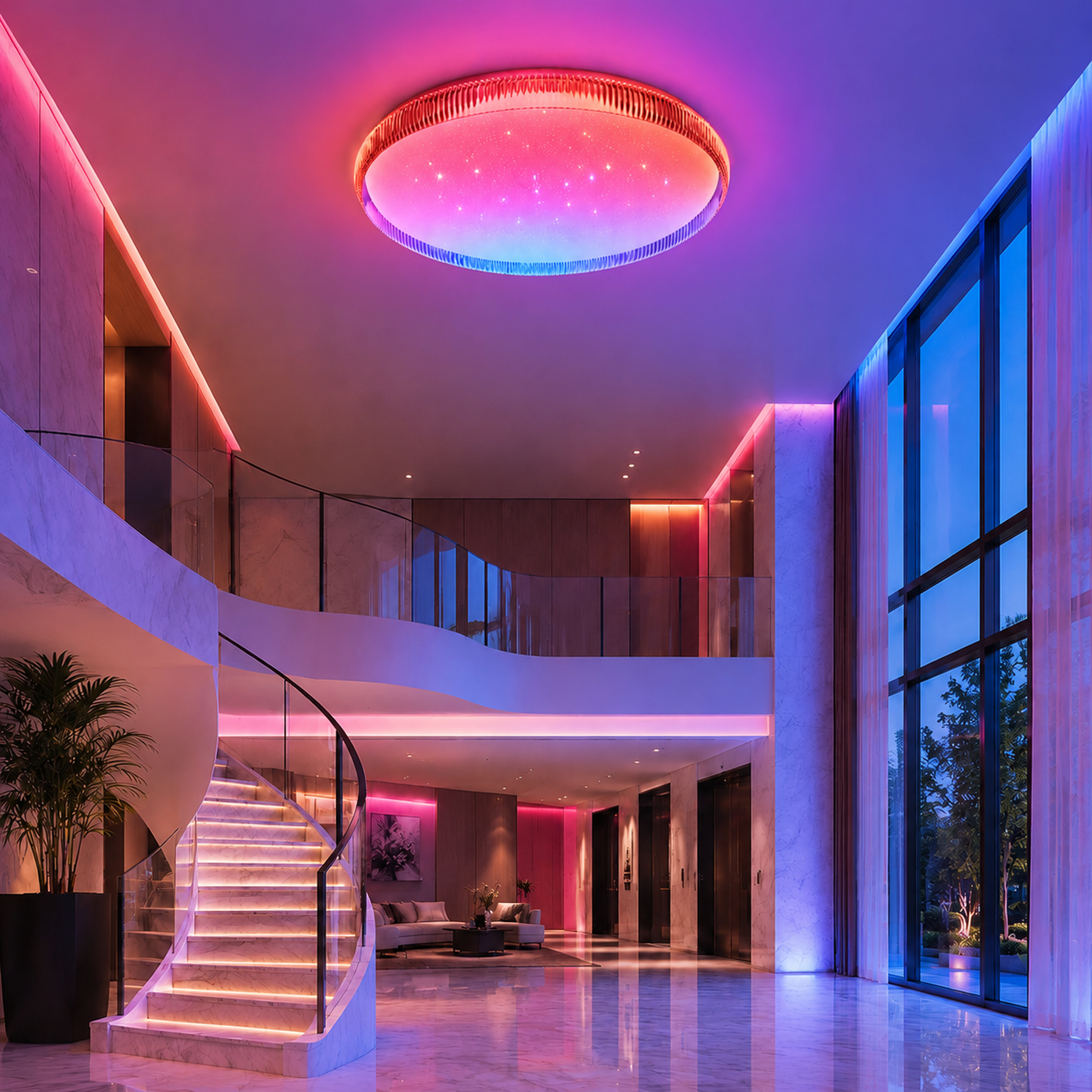 SPACE361 RGB Crystal-Edge Round Ceiling Light A - Ambient Lights - gallery image