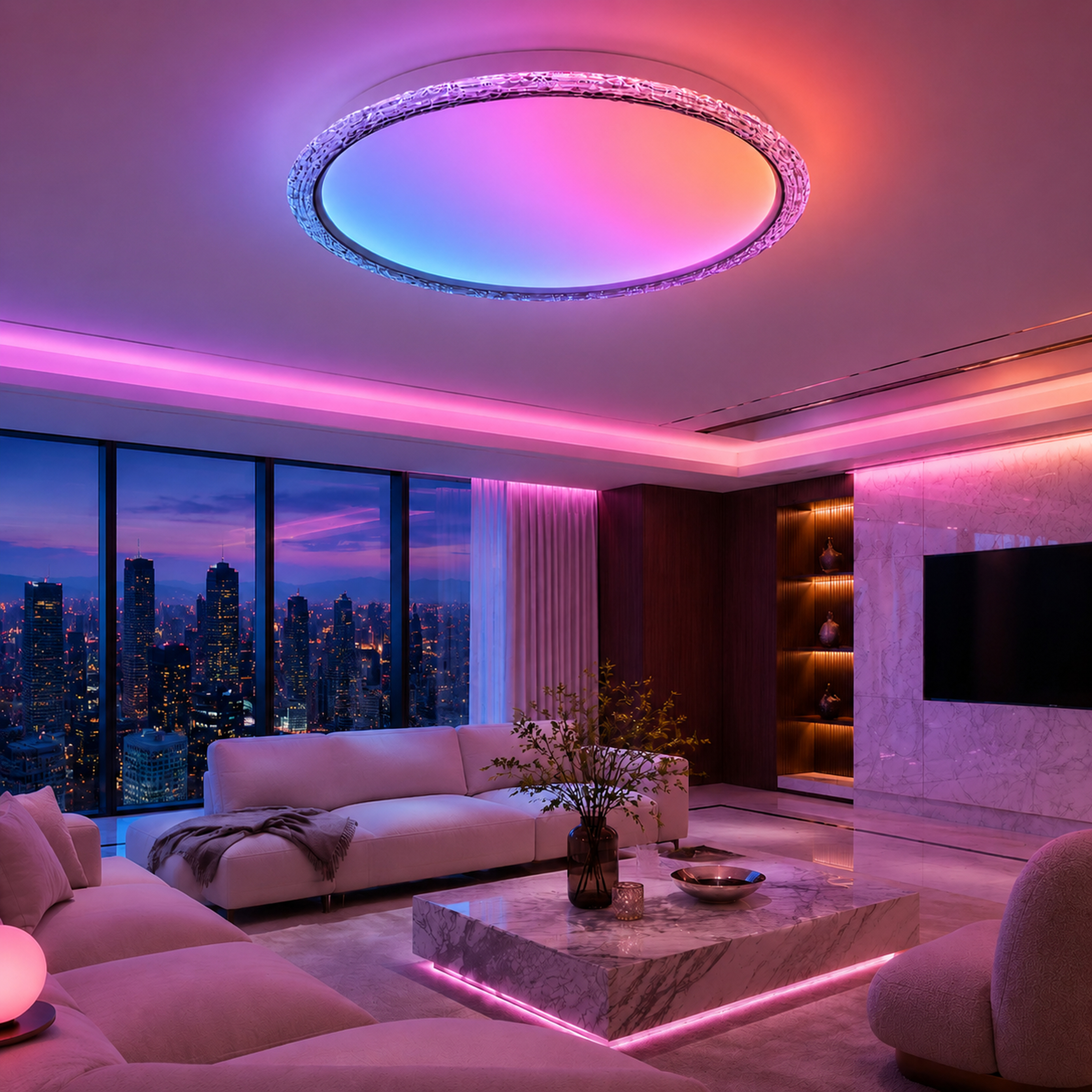 SPACE361 RGB Crystal-Edge Round Ceiling Light B - Ambient Lights - gallery image