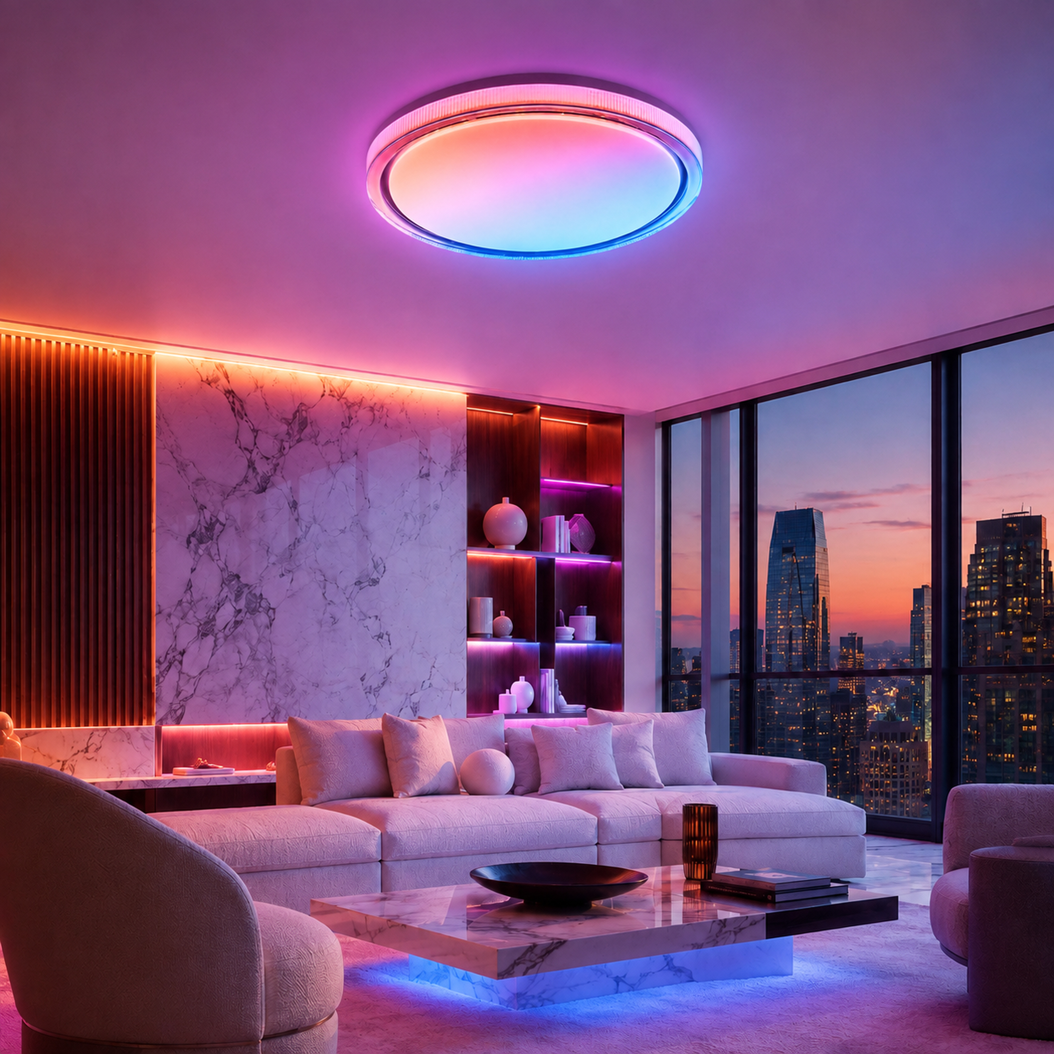 SPACE361 RGB Crystal-Edge Round Ceiling Light C - Ambient Lights - gallery image