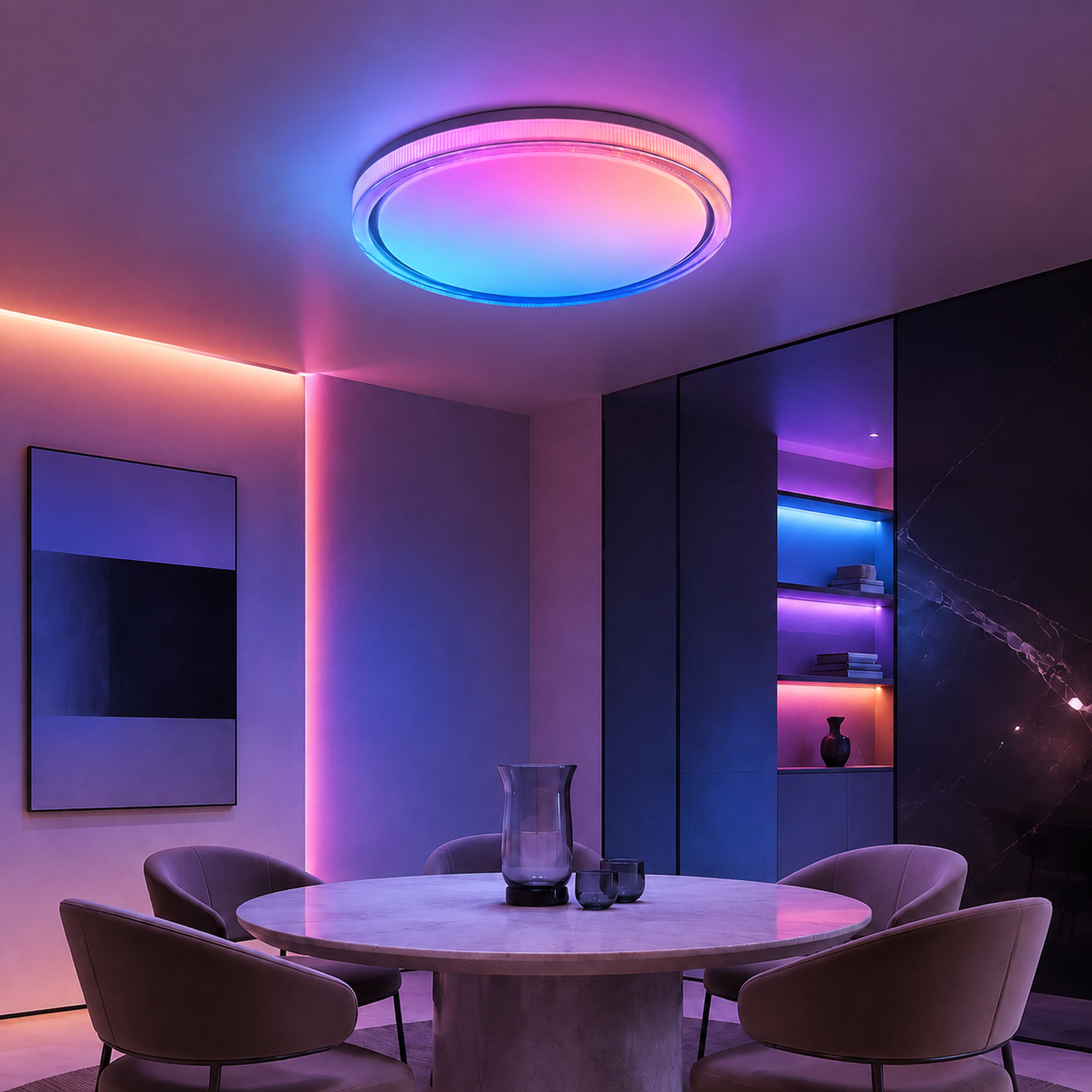 SPACE361 RGB Crystal-Edge Round Ceiling Light C - Ambient Lights - gallery image