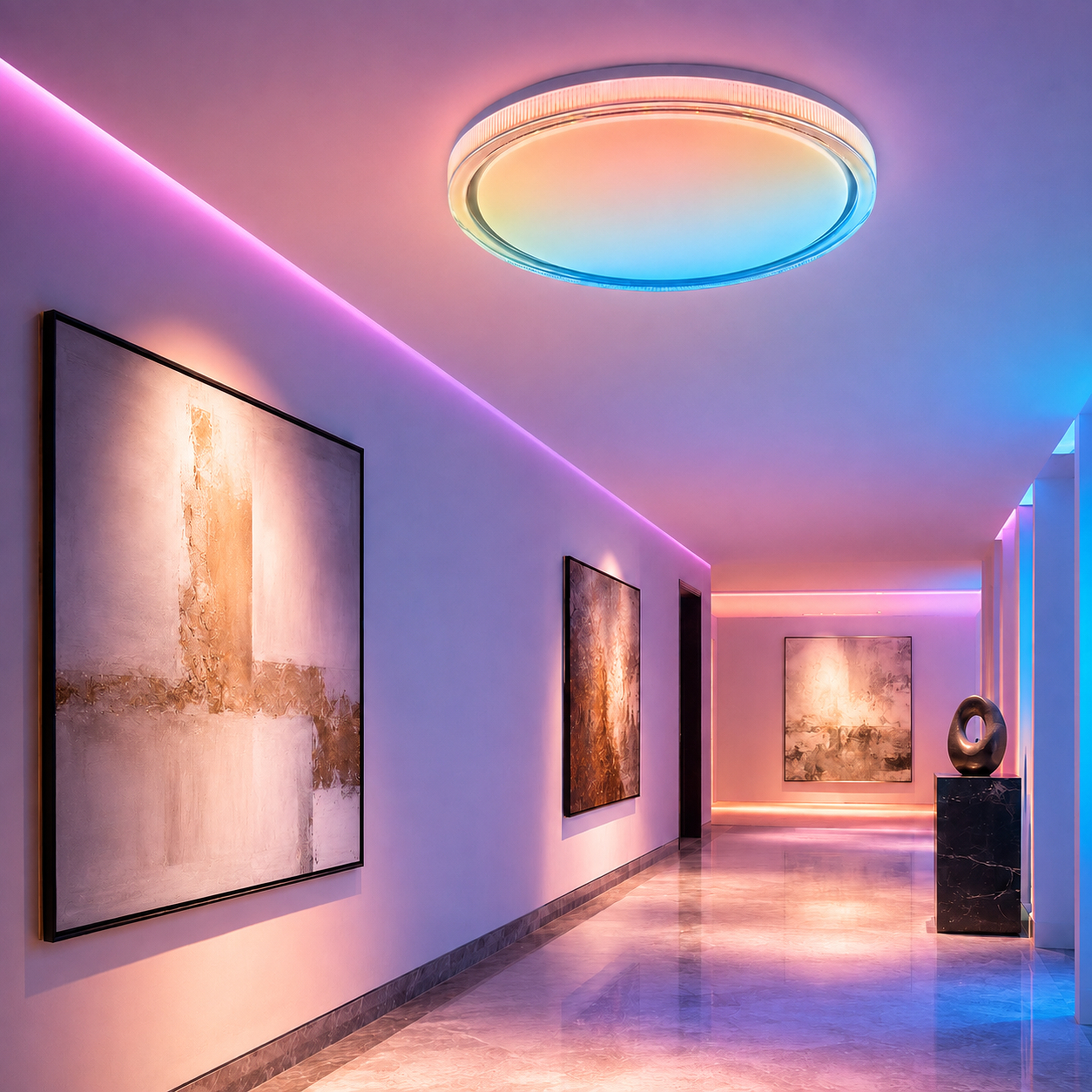 SPACE361 RGB Crystal-Edge Round Ceiling Light C - Ambient Lights - gallery image
