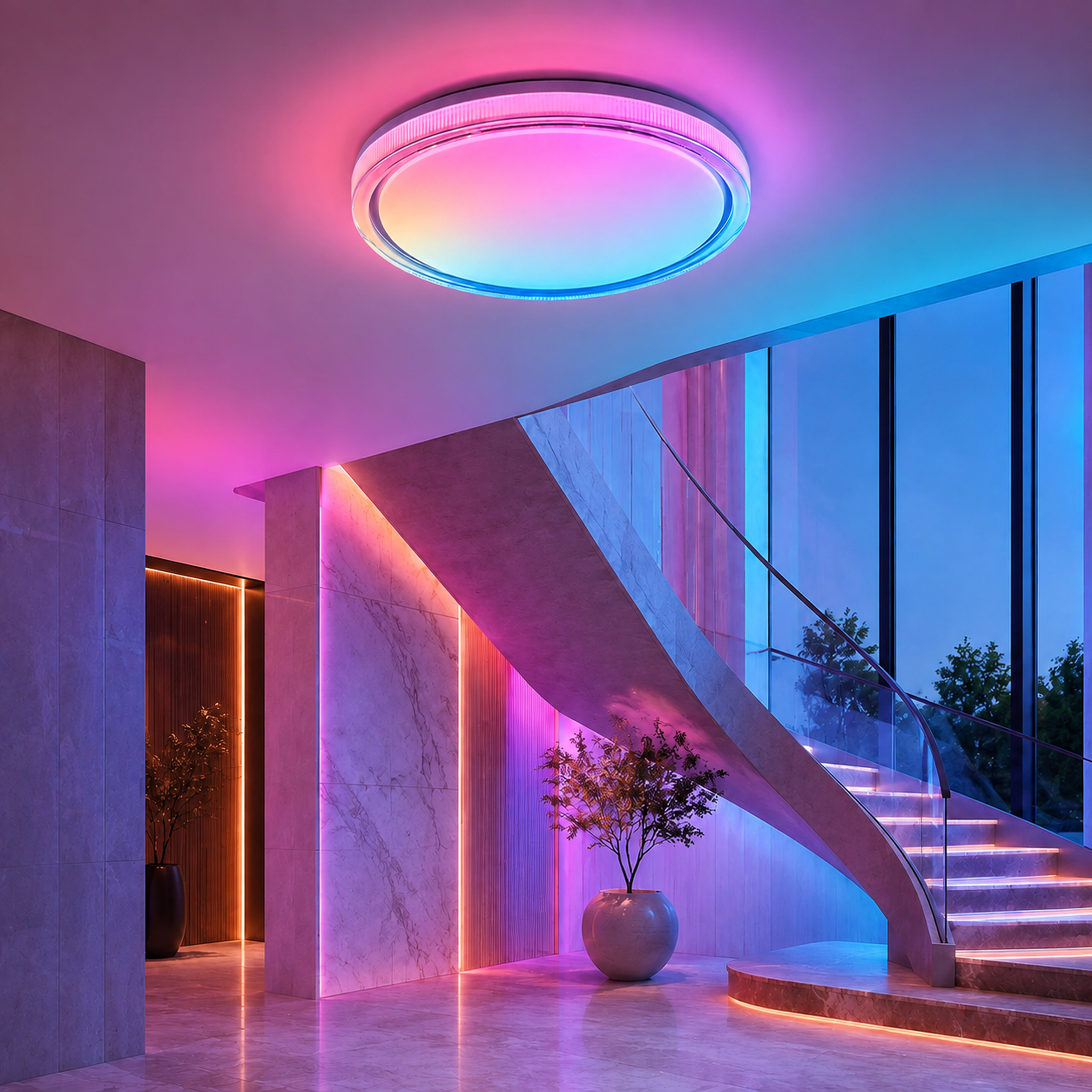 SPACE361 RGB Crystal-Edge Round Ceiling Light C - Ambient Lights - gallery image
