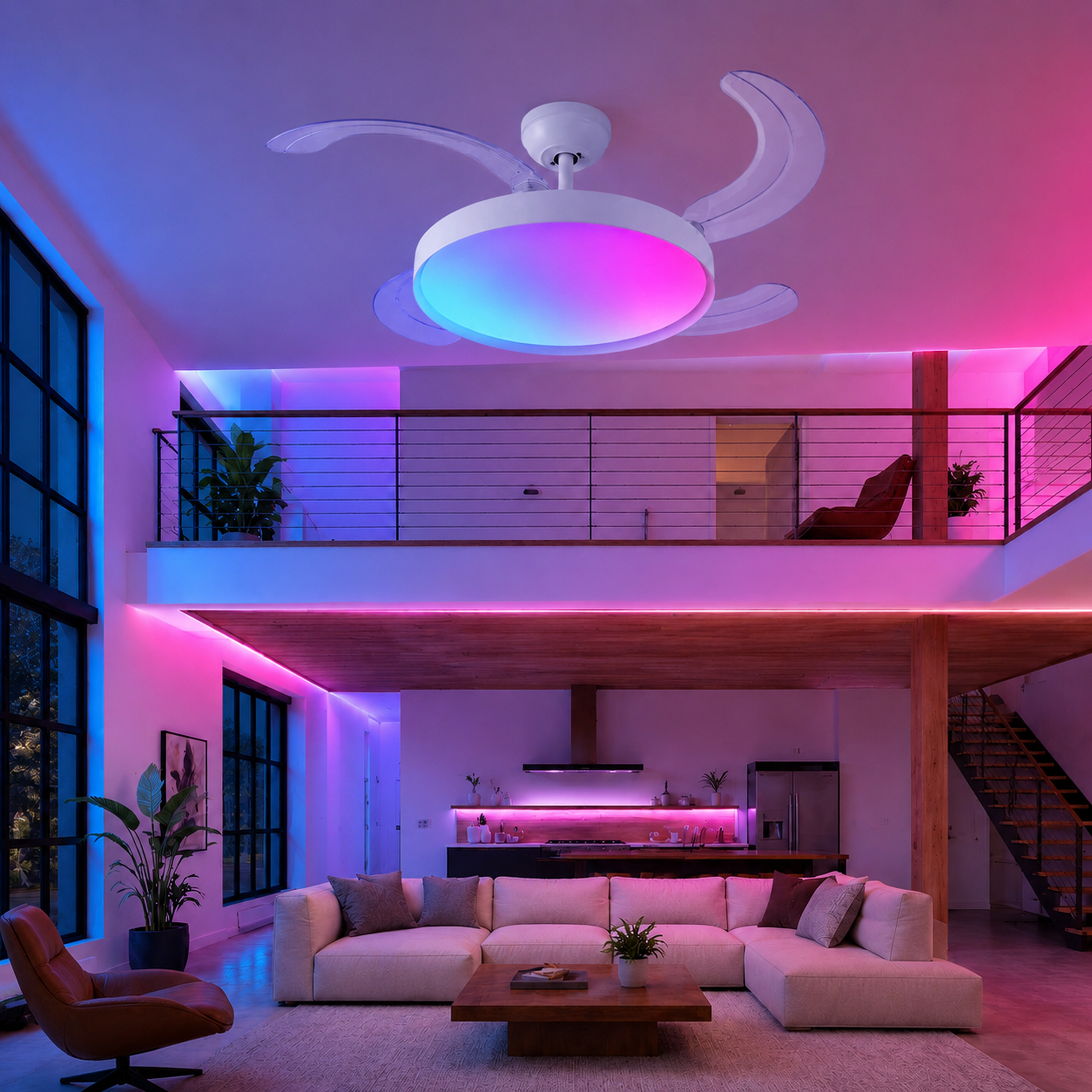 SPACE361 RGB Retractable Ceiling Fan Light - Ambient Lights - gallery image