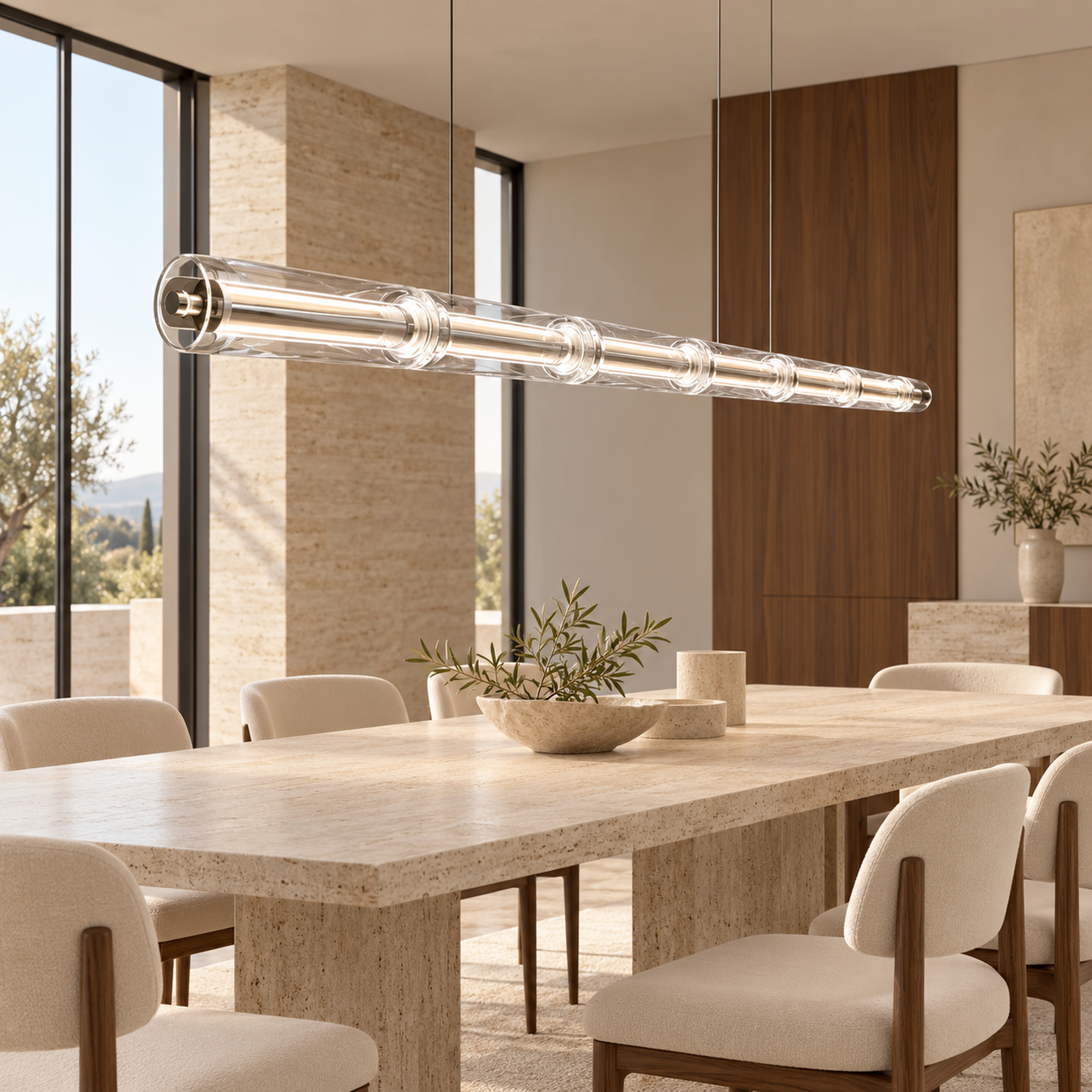 SPACE361 Amara A8131 Parallel Glass Linear Pendant Light - Modern Lamps - gallery image