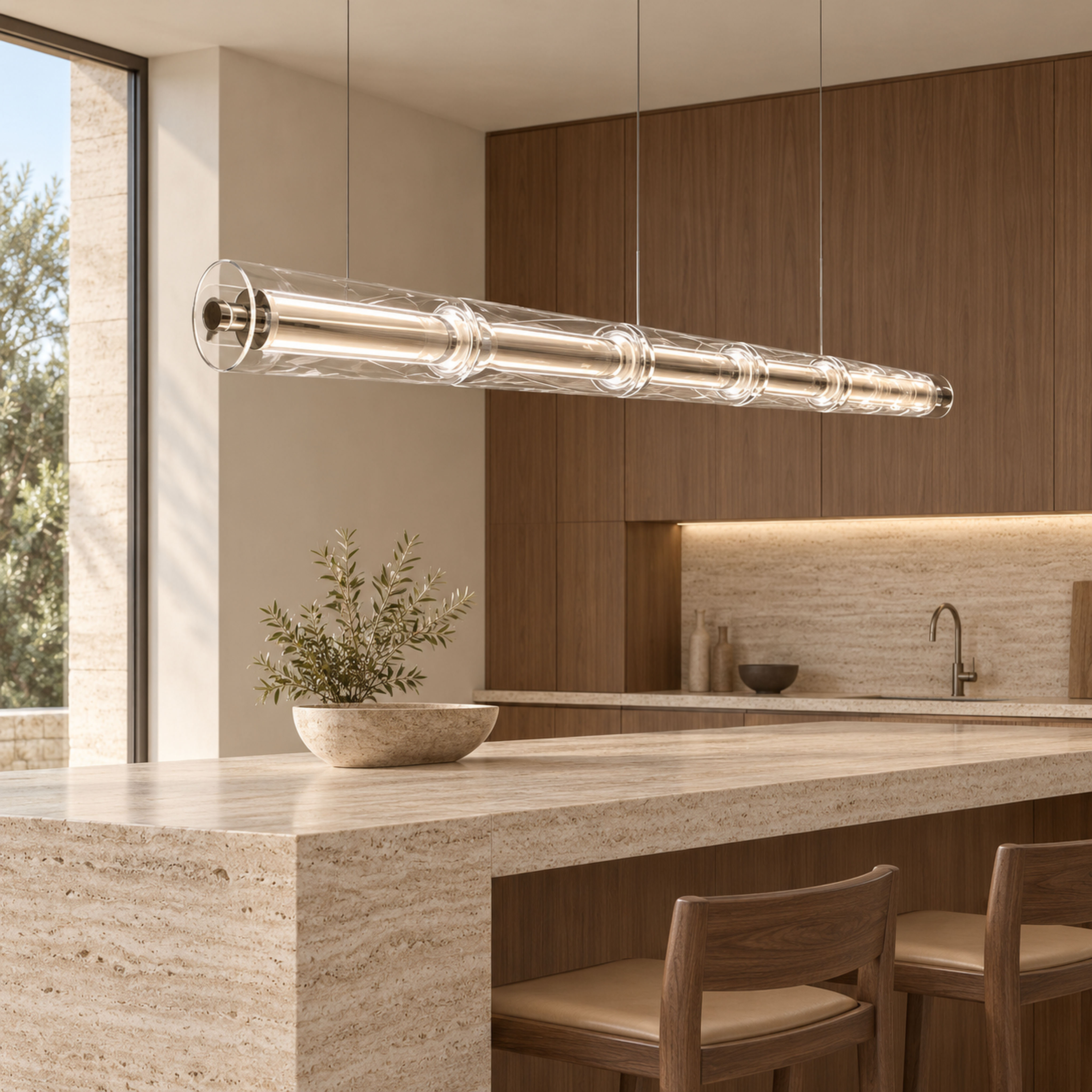 SPACE361 Amara A8131 Parallel Glass Linear Pendant Light - Modern Lamps - gallery image