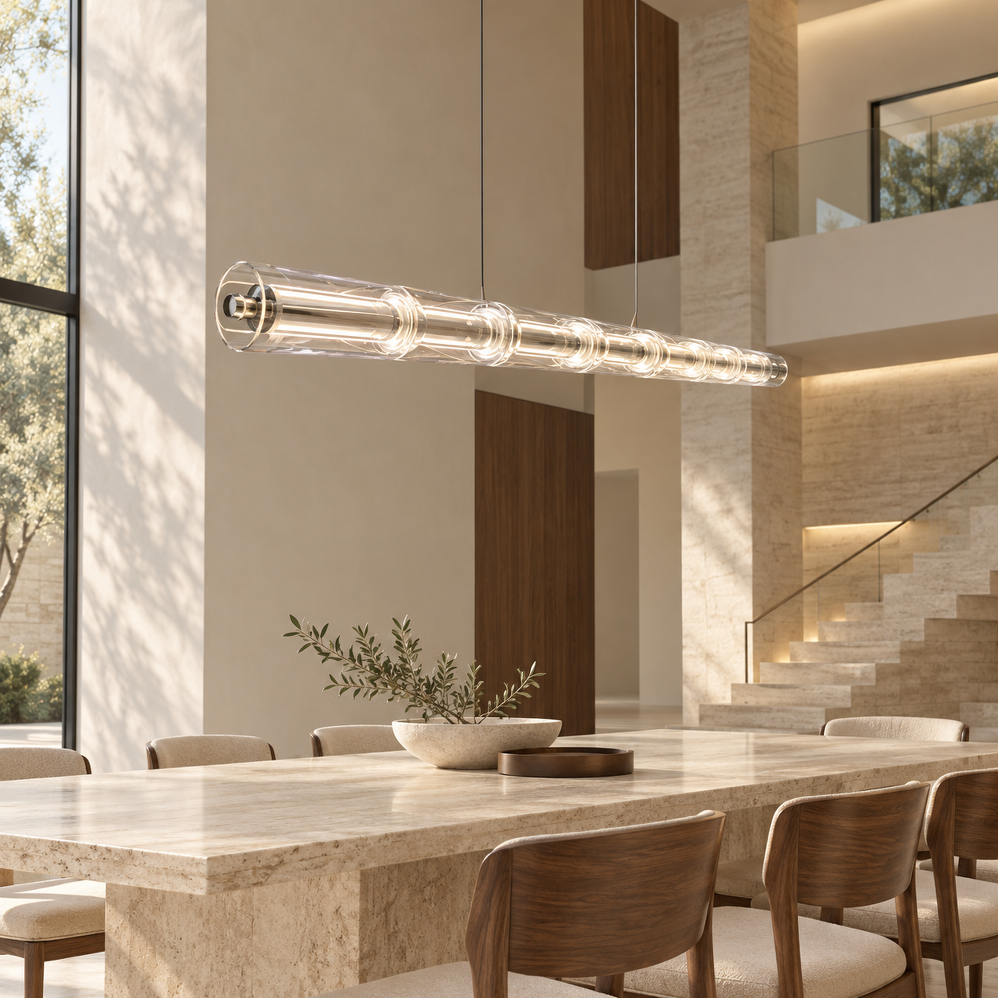 SPACE361 Amara A8131 Parallel Glass Linear Pendant Light - Modern Lamps - gallery image