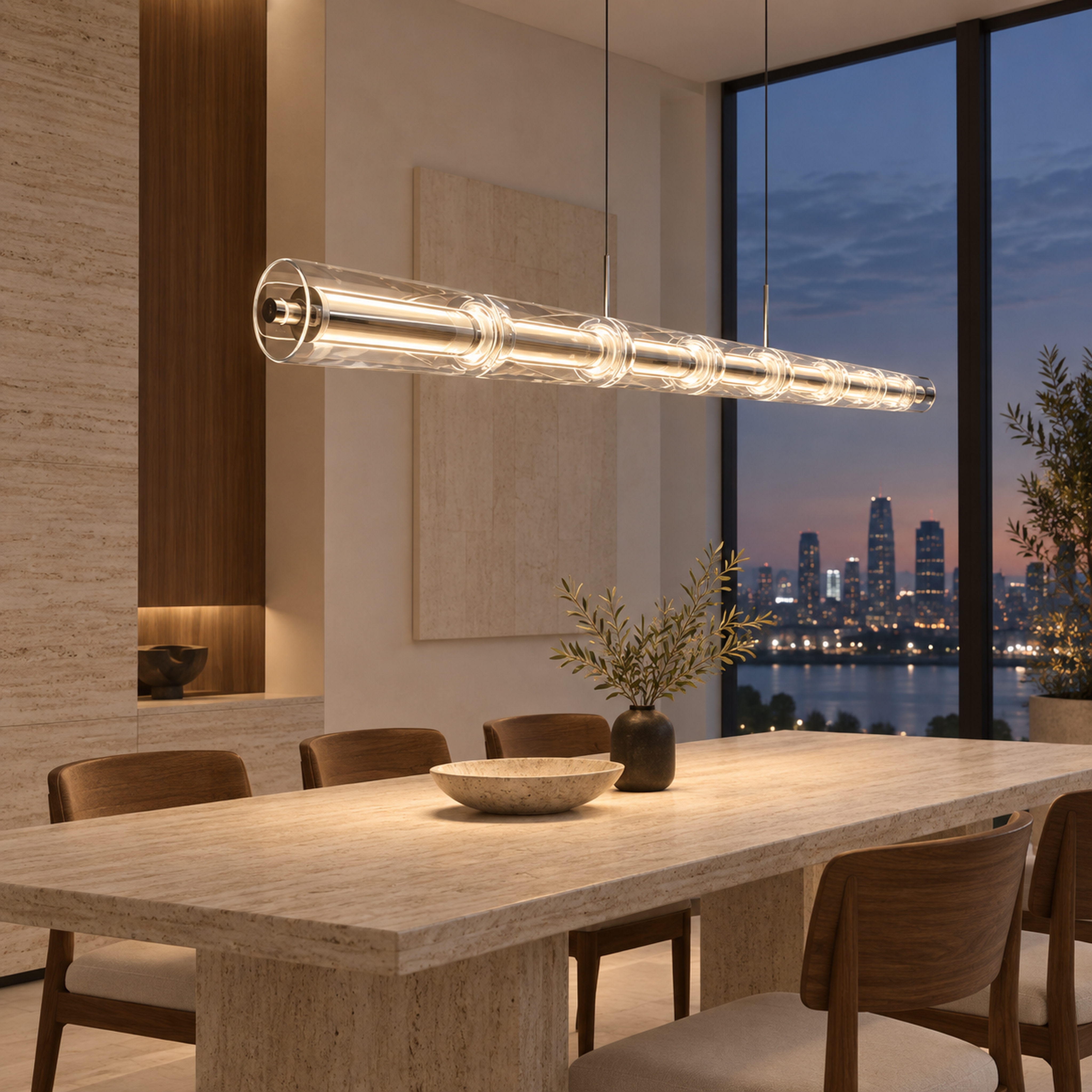 SPACE361 Amara A8131 Parallel Glass Linear Pendant Light - Modern Lamps - gallery image