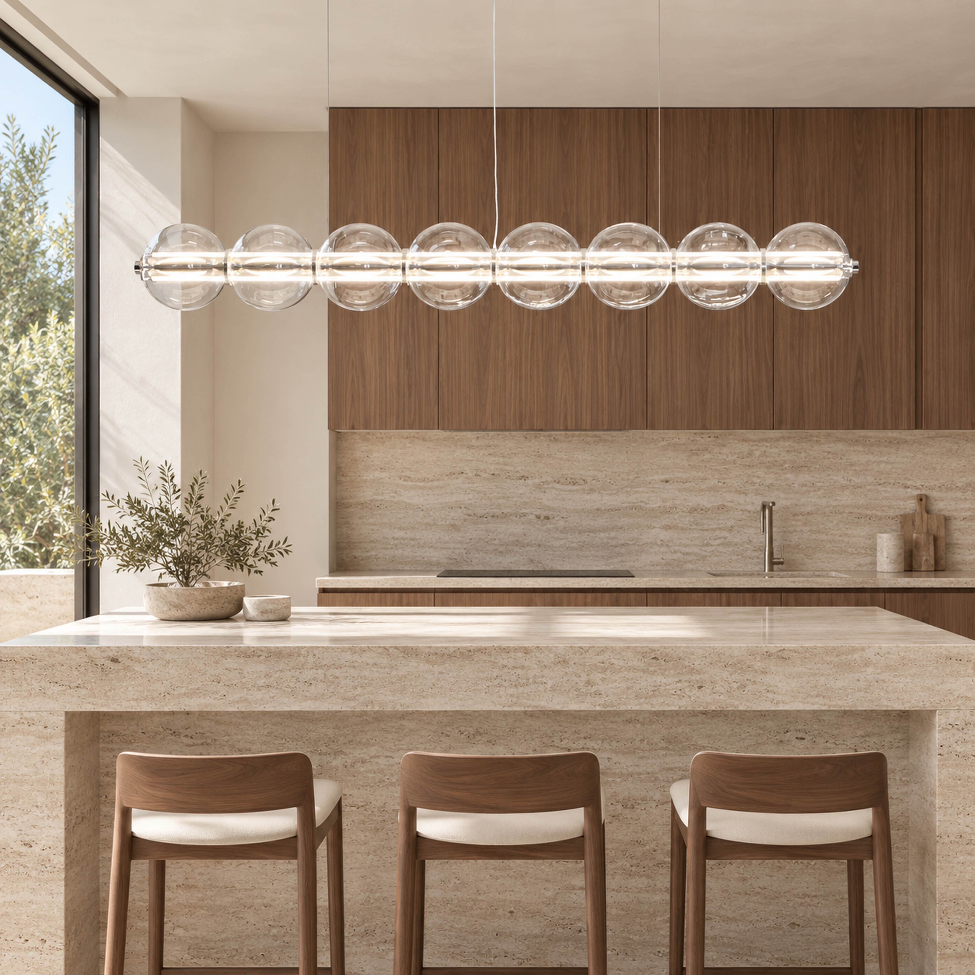 SPACE361 Amara A8132 Bubble Glass Linear Pendant Light - Modern Lamps - gallery image