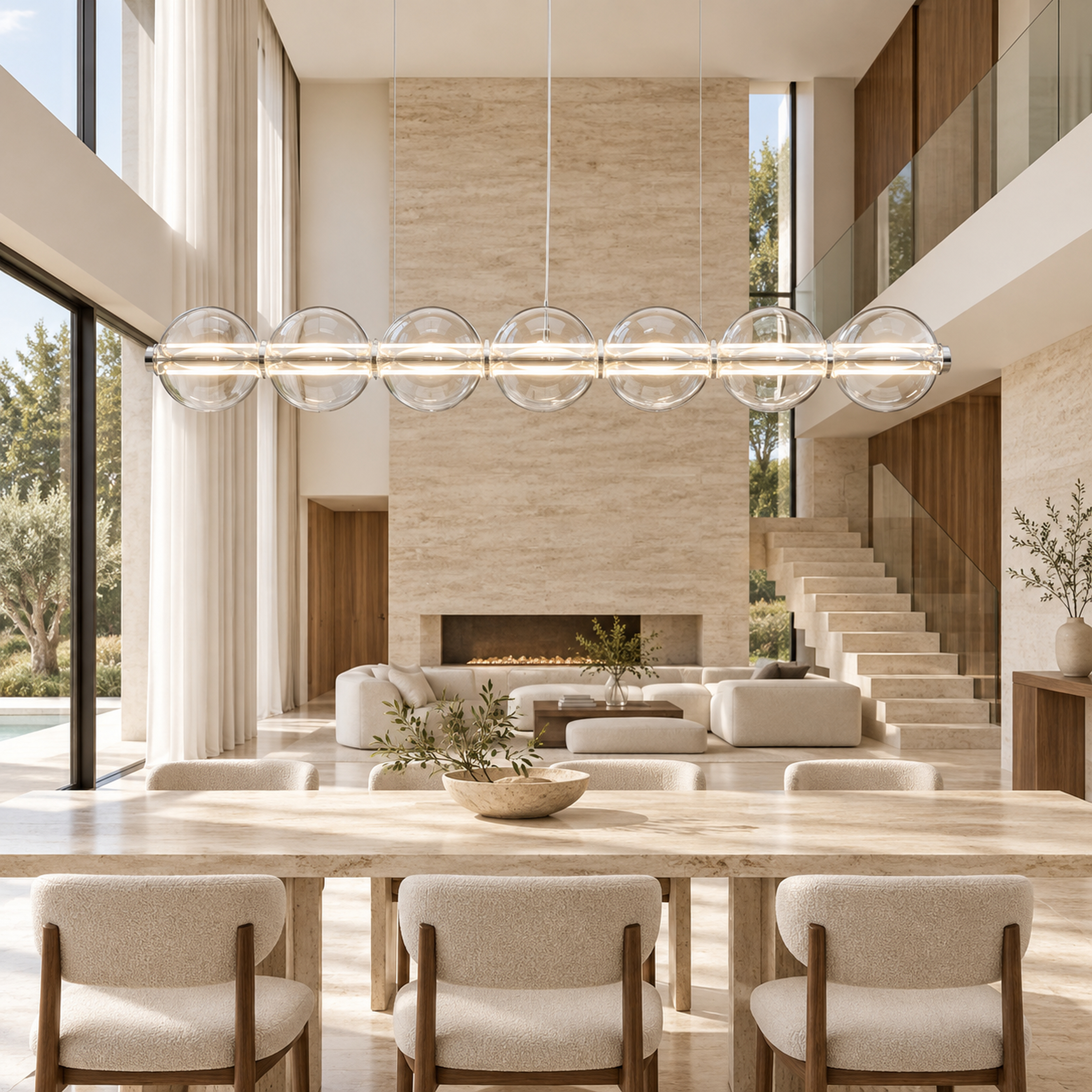 SPACE361 Amara A8132 Bubble Glass Linear Pendant Light - Modern Lamps - gallery image