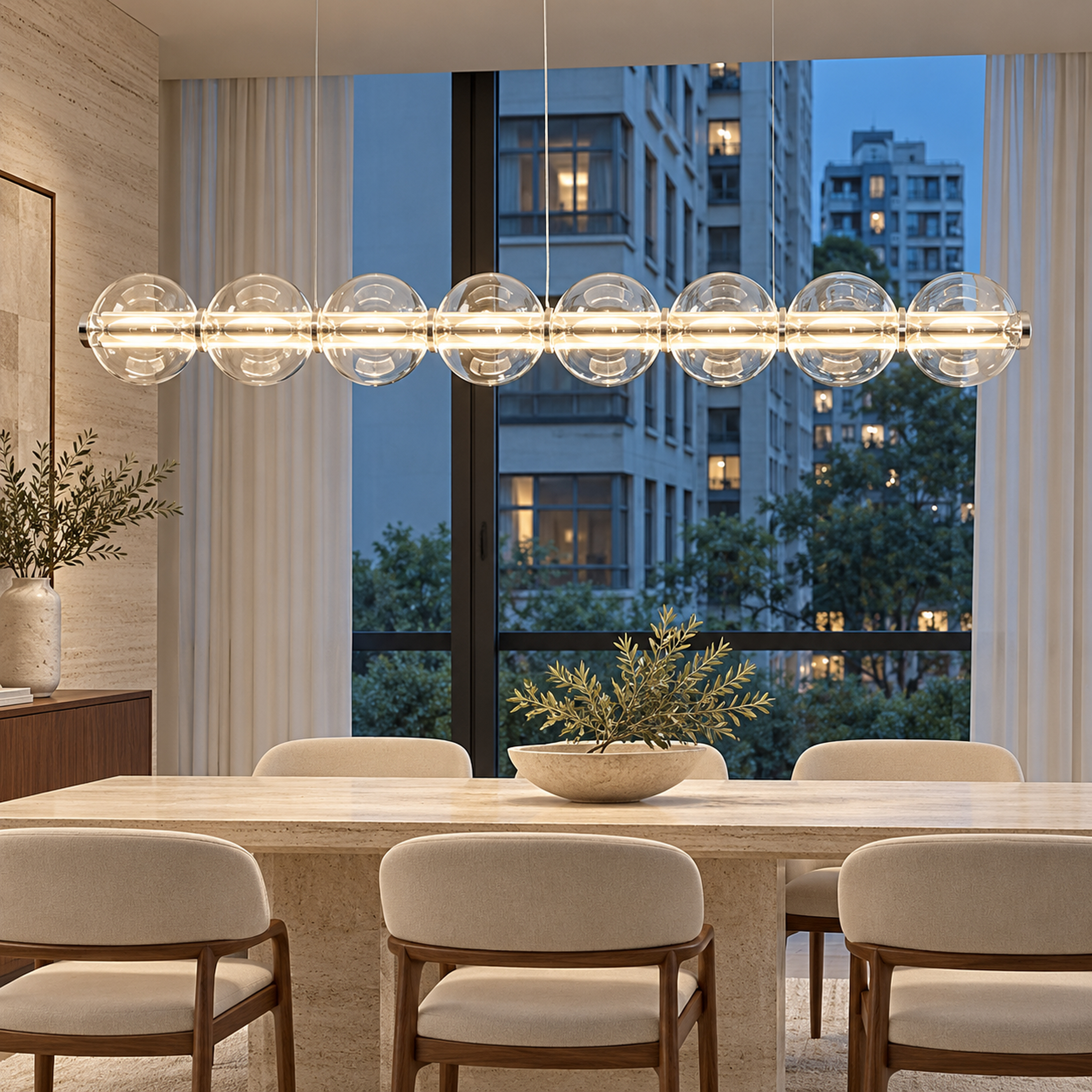 SPACE361 Amara A8132 Bubble Glass Linear Pendant Light - Modern Lamps - gallery image