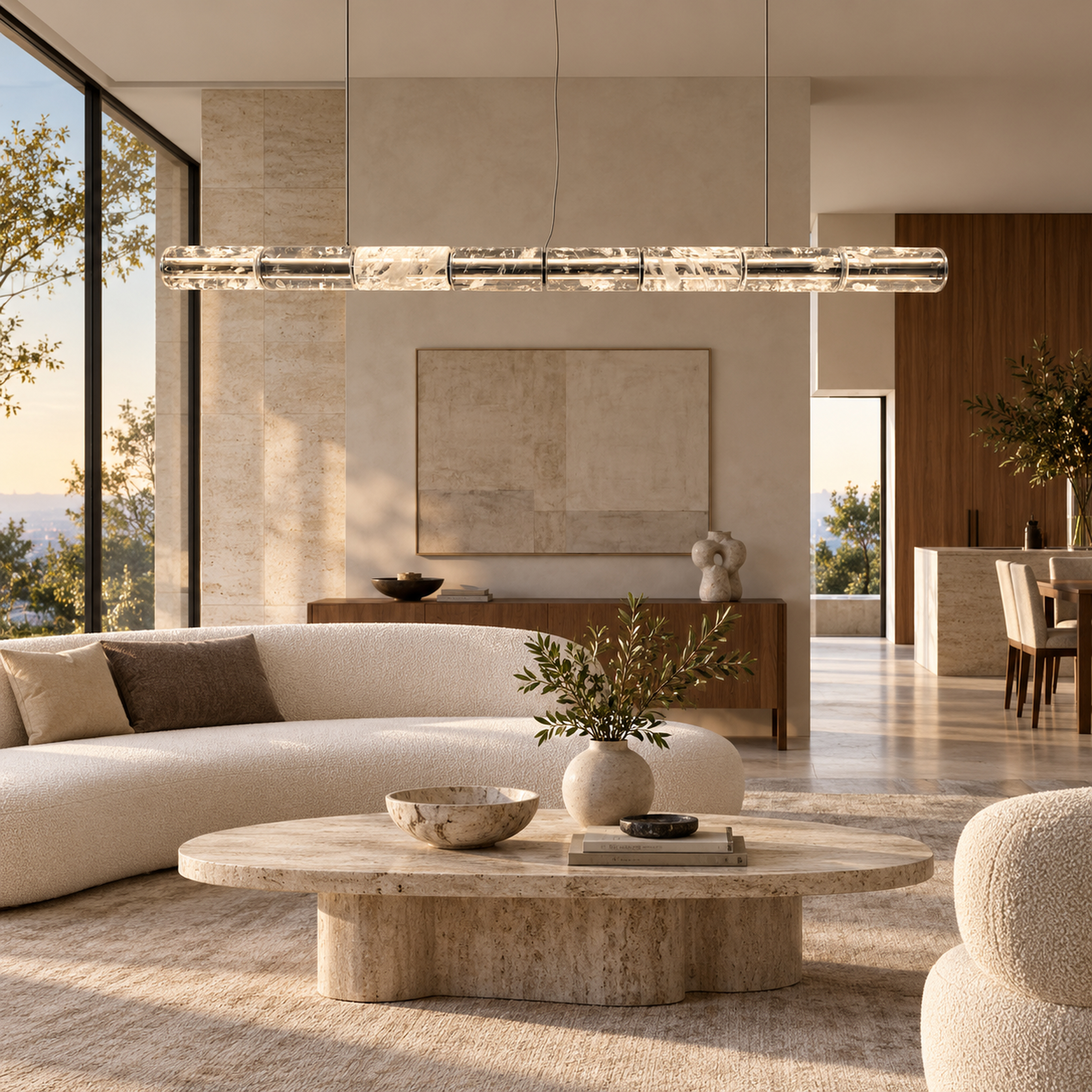 SPACE361 Amara A8134 Crystal Cloud Linear Pendant Light - Modern Lamps - gallery image