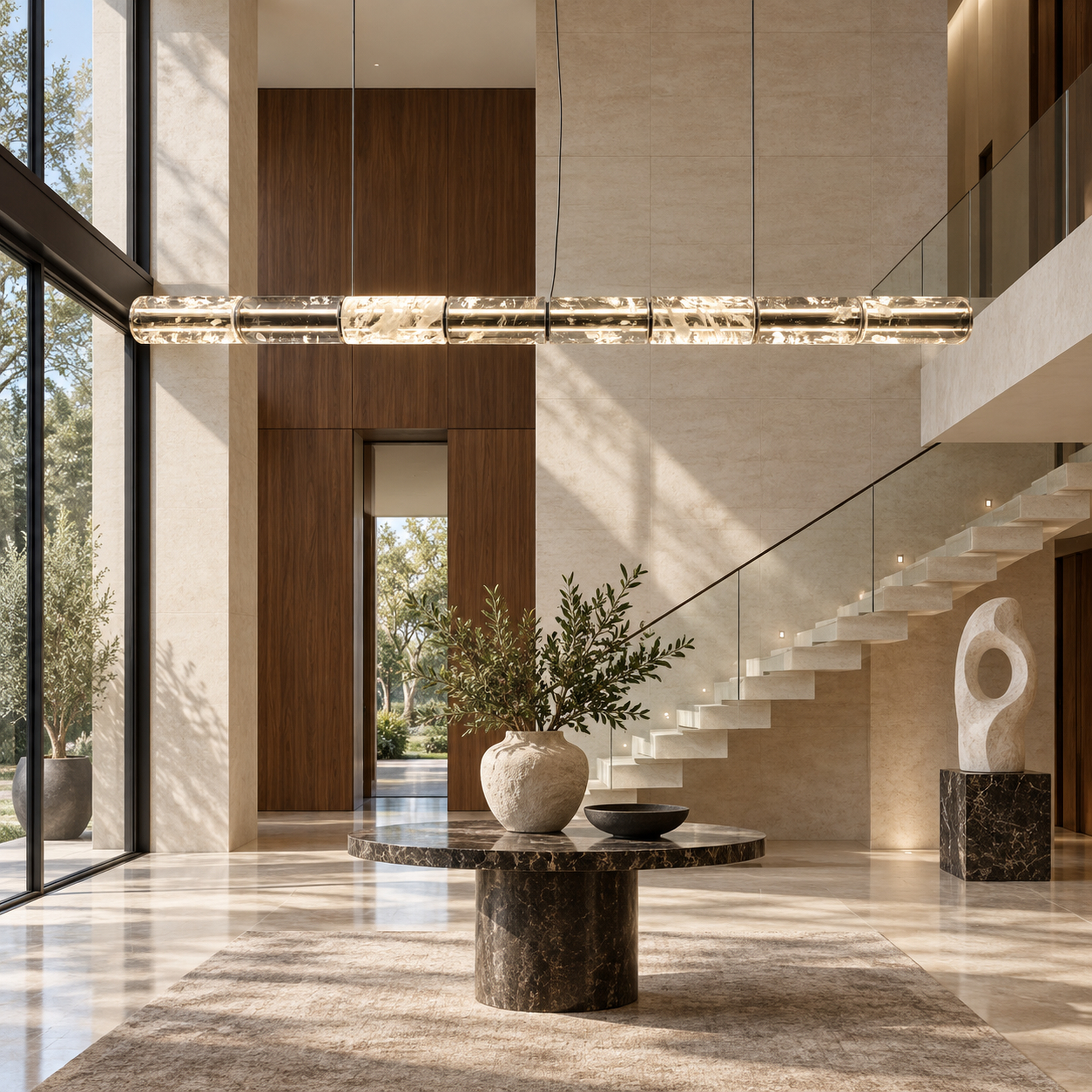 SPACE361 Amara A8134 Crystal Cloud Linear Pendant Light - Modern Lamps - gallery image