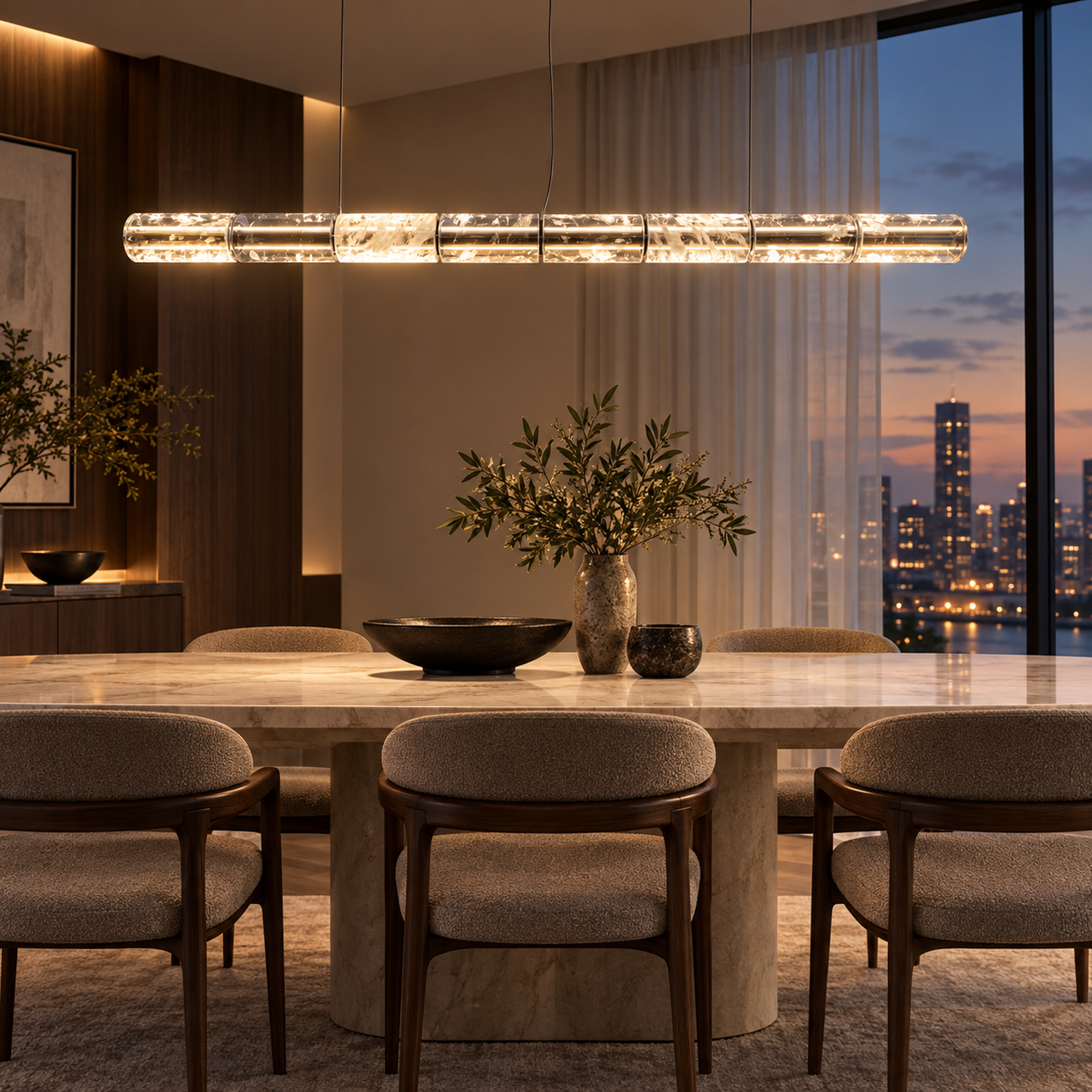 SPACE361 Amara A8134 Crystal Cloud Linear Pendant Light - Modern Lamps - gallery image