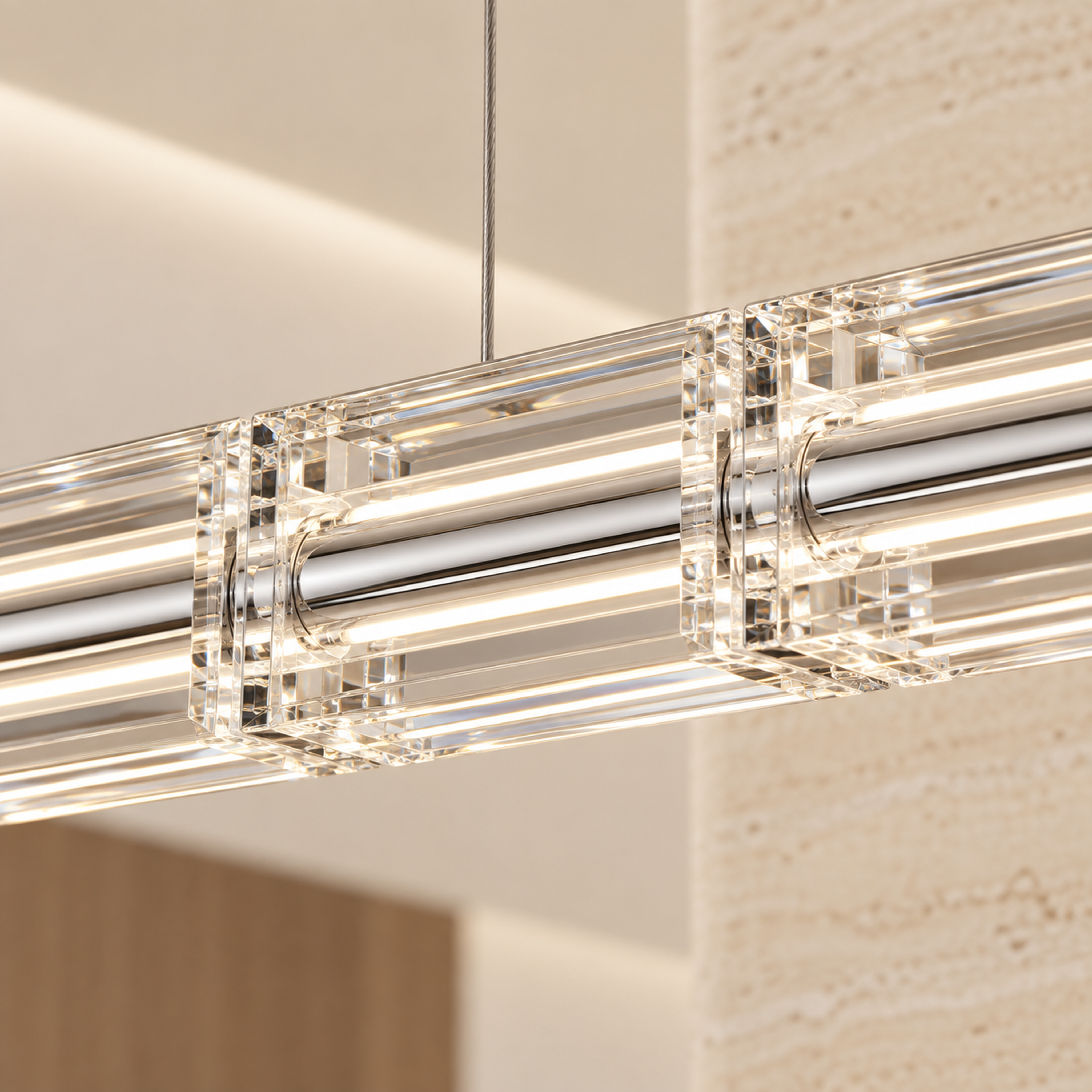 SPACE361 Amara A8135 K9 Square Crystal Linear Pendant Light - Modern Lamps - gallery image