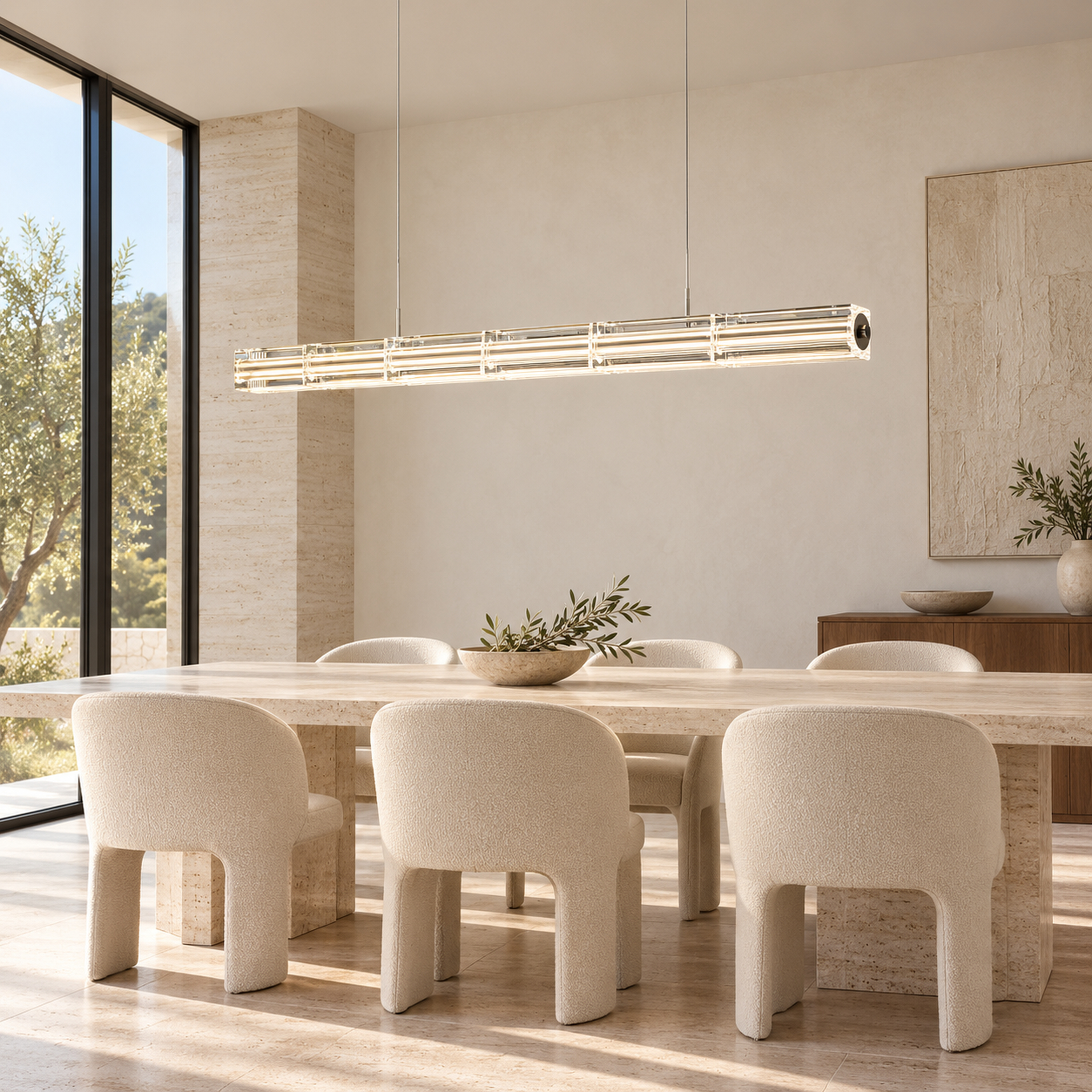 SPACE361 Amara A8135 K9 Square Crystal Linear Pendant Light - Modern Lamps - gallery image