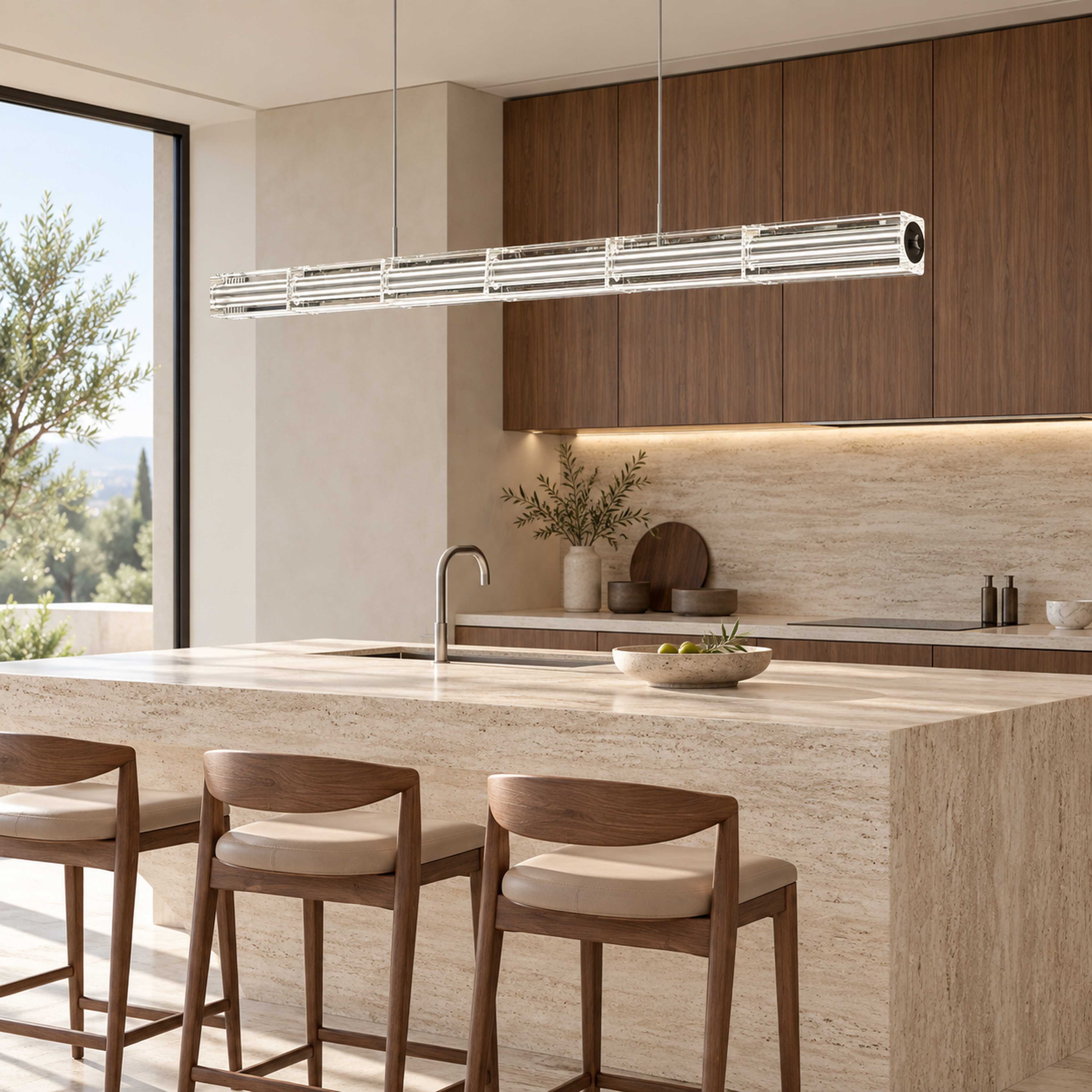 SPACE361 Amara A8135 K9 Square Crystal Linear Pendant Light - Modern Lamps - gallery image