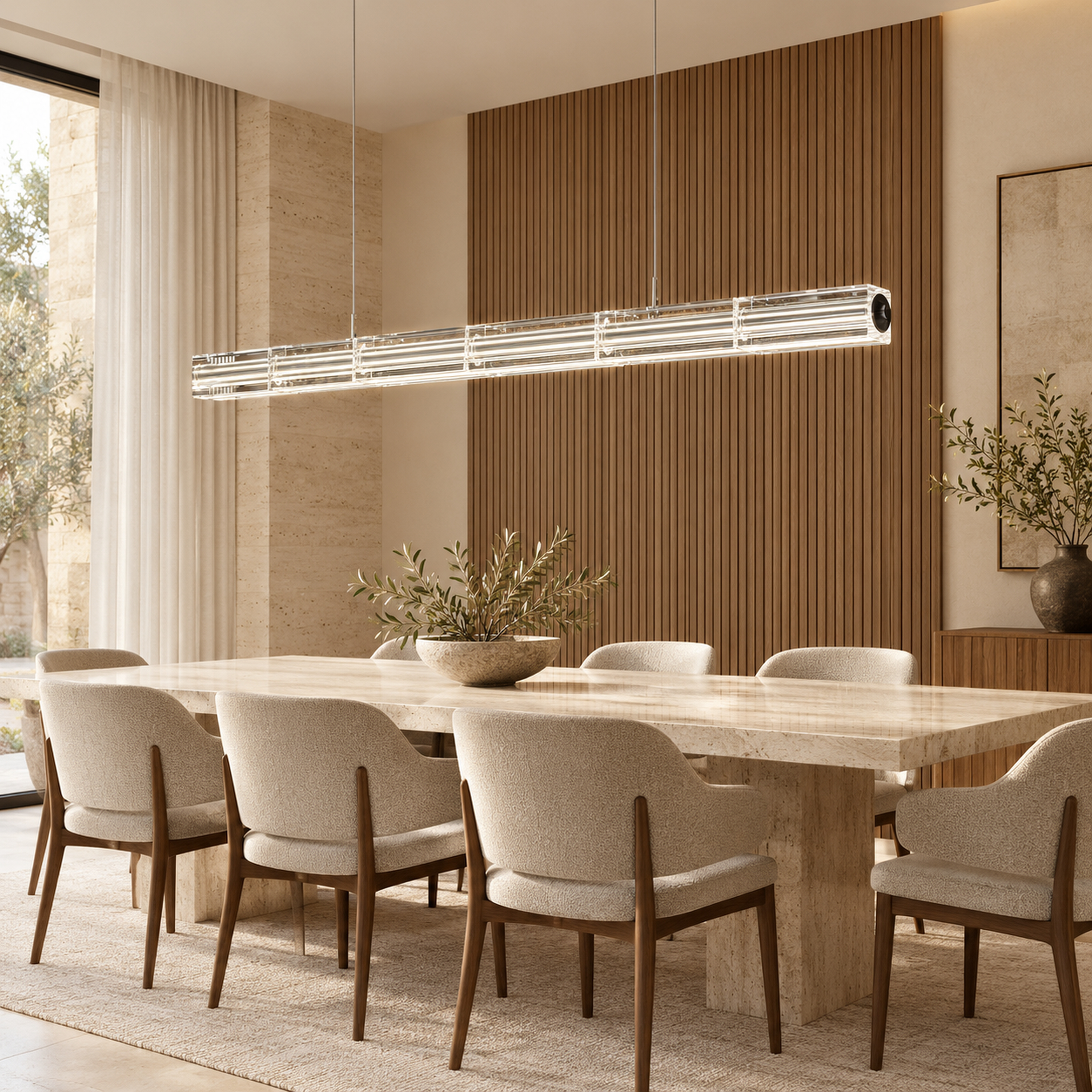 SPACE361 Amara A8135 K9 Square Crystal Linear Pendant Light - Modern Lamps - gallery image
