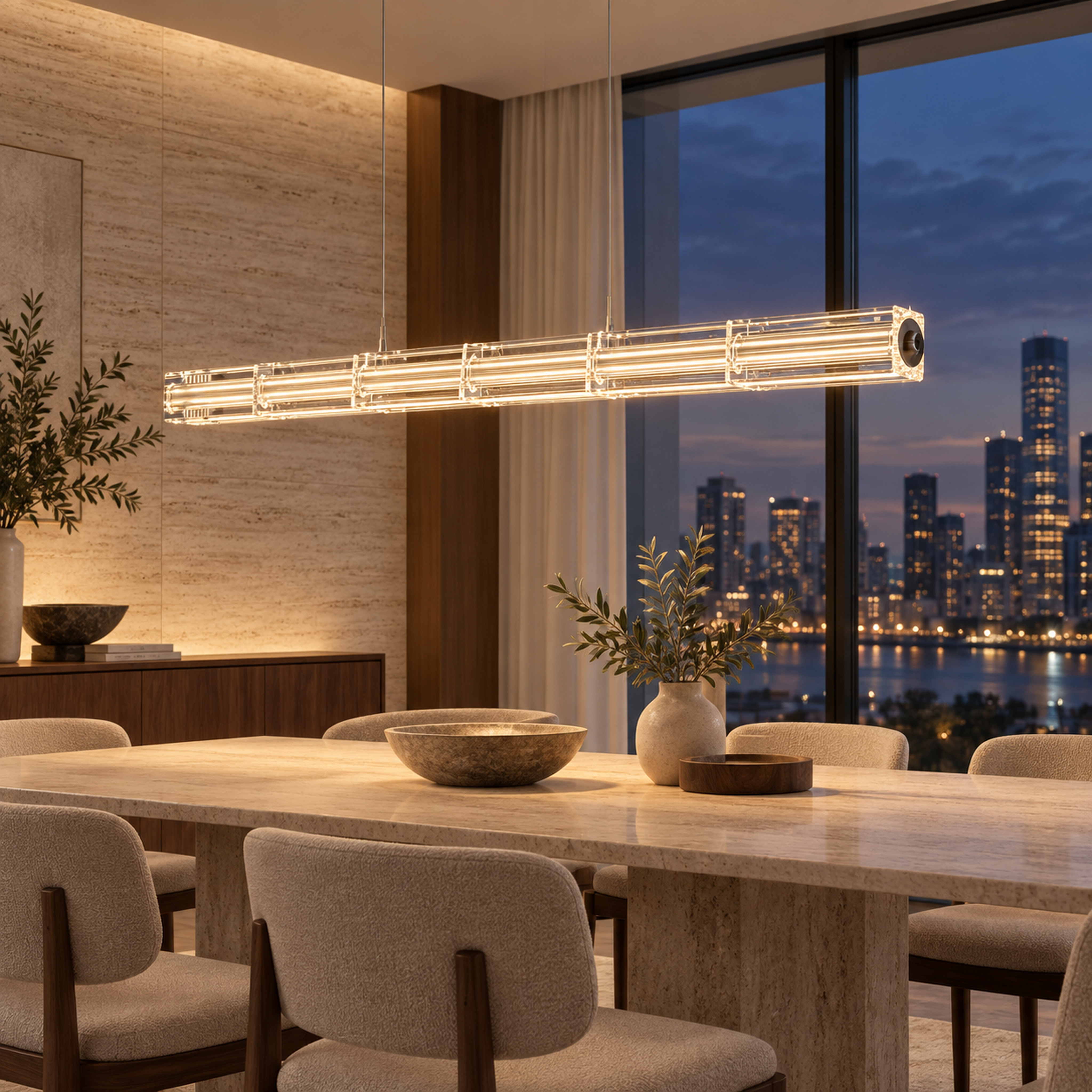 SPACE361 Amara A8135 K9 Square Crystal Linear Pendant Light - Modern Lamps - gallery image
