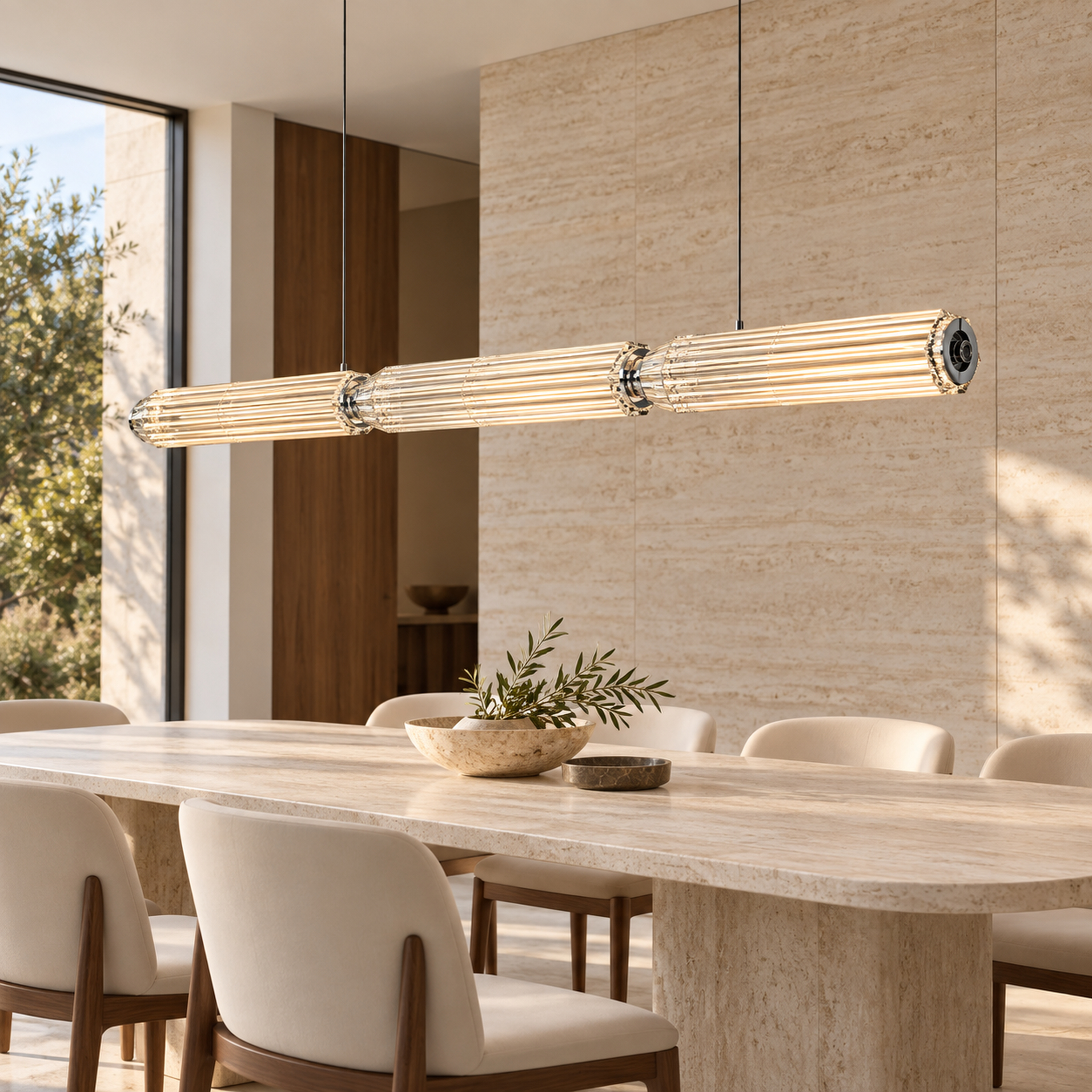 SPACE361 Amara A8136 K9 Hexagonal Crystal Linear Pendant Light - Modern Lamps - gallery image