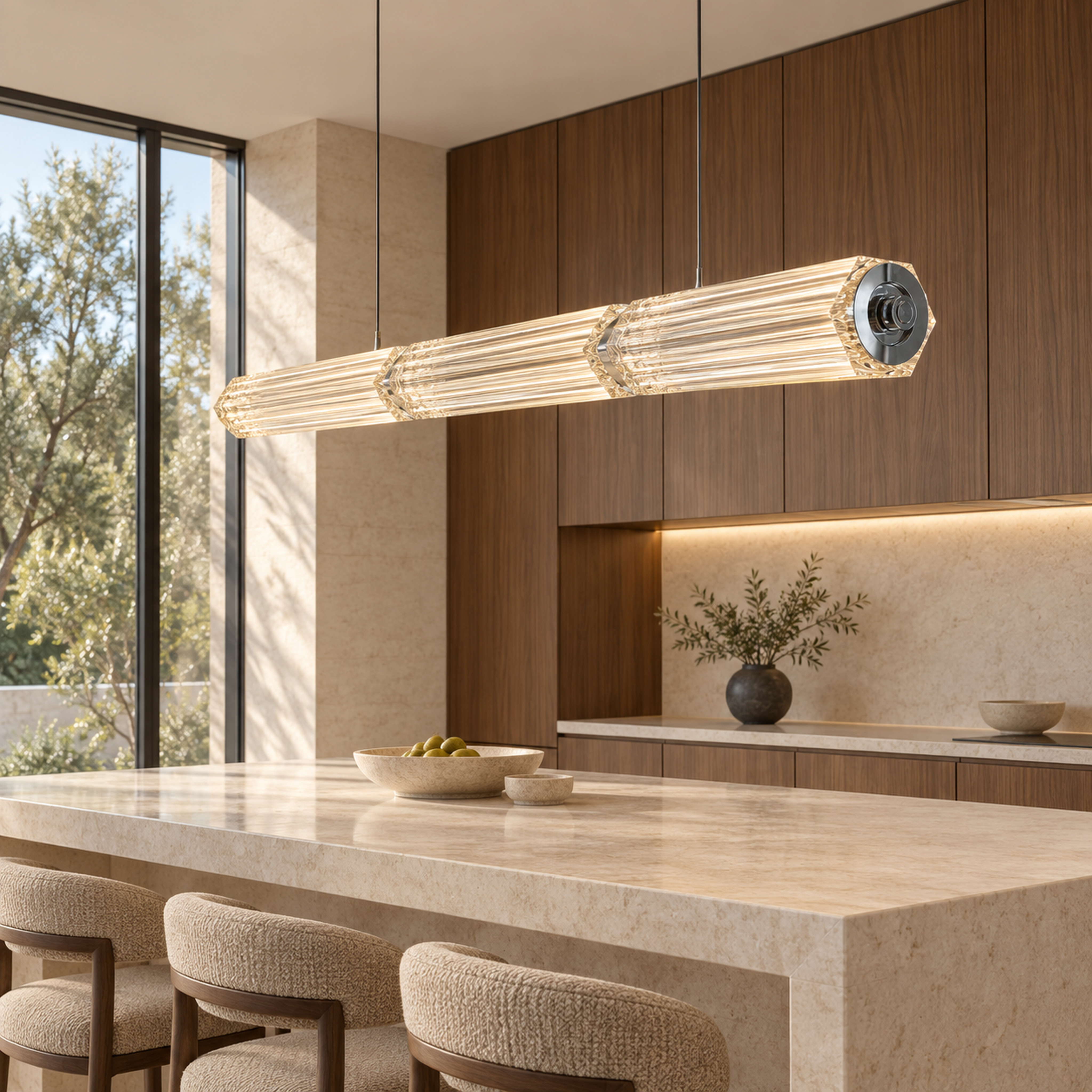 SPACE361 Amara A8136 K9 Hexagonal Crystal Linear Pendant Light - Modern Lamps - gallery image