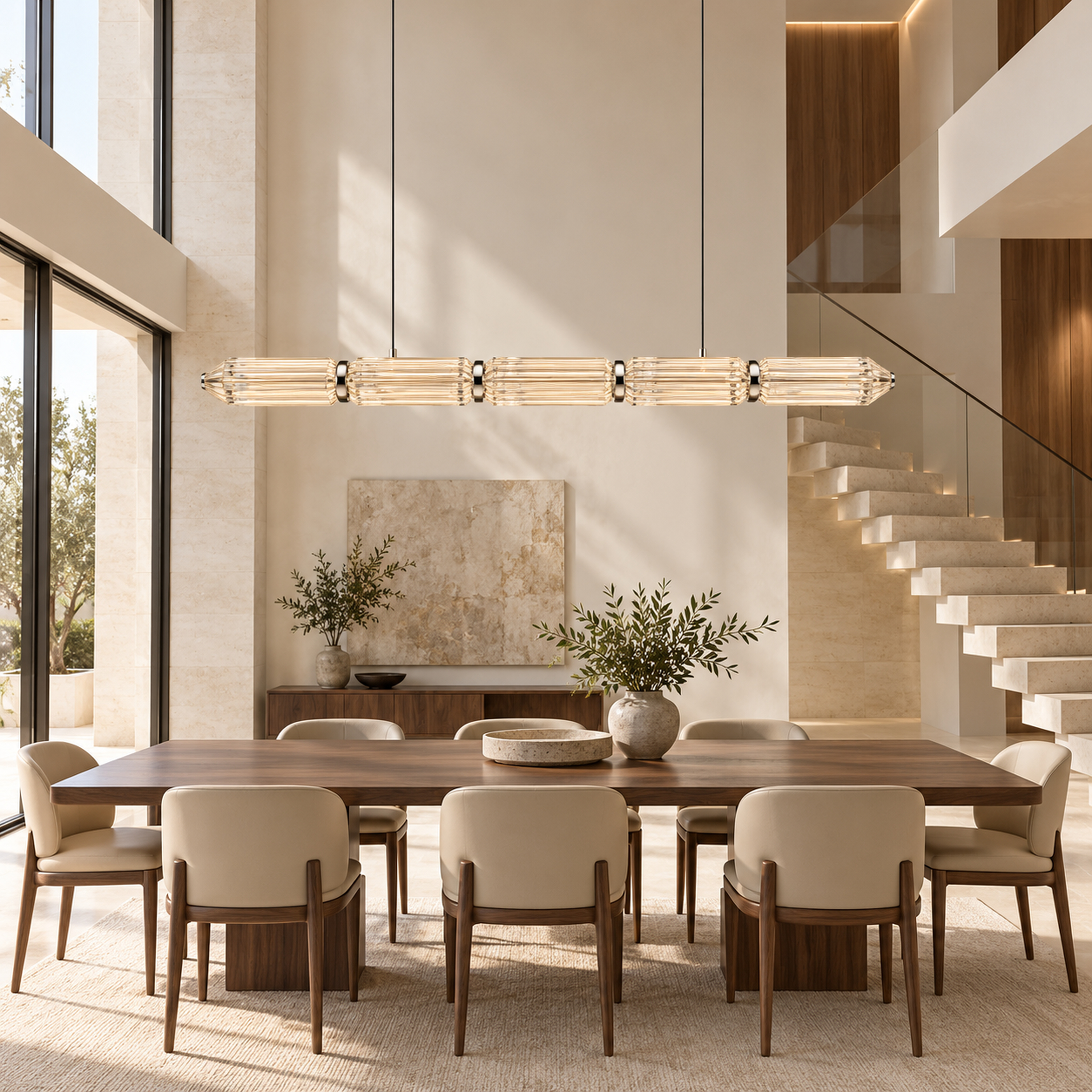 SPACE361 Amara A8136 K9 Hexagonal Crystal Linear Pendant Light - Modern Lamps - gallery image