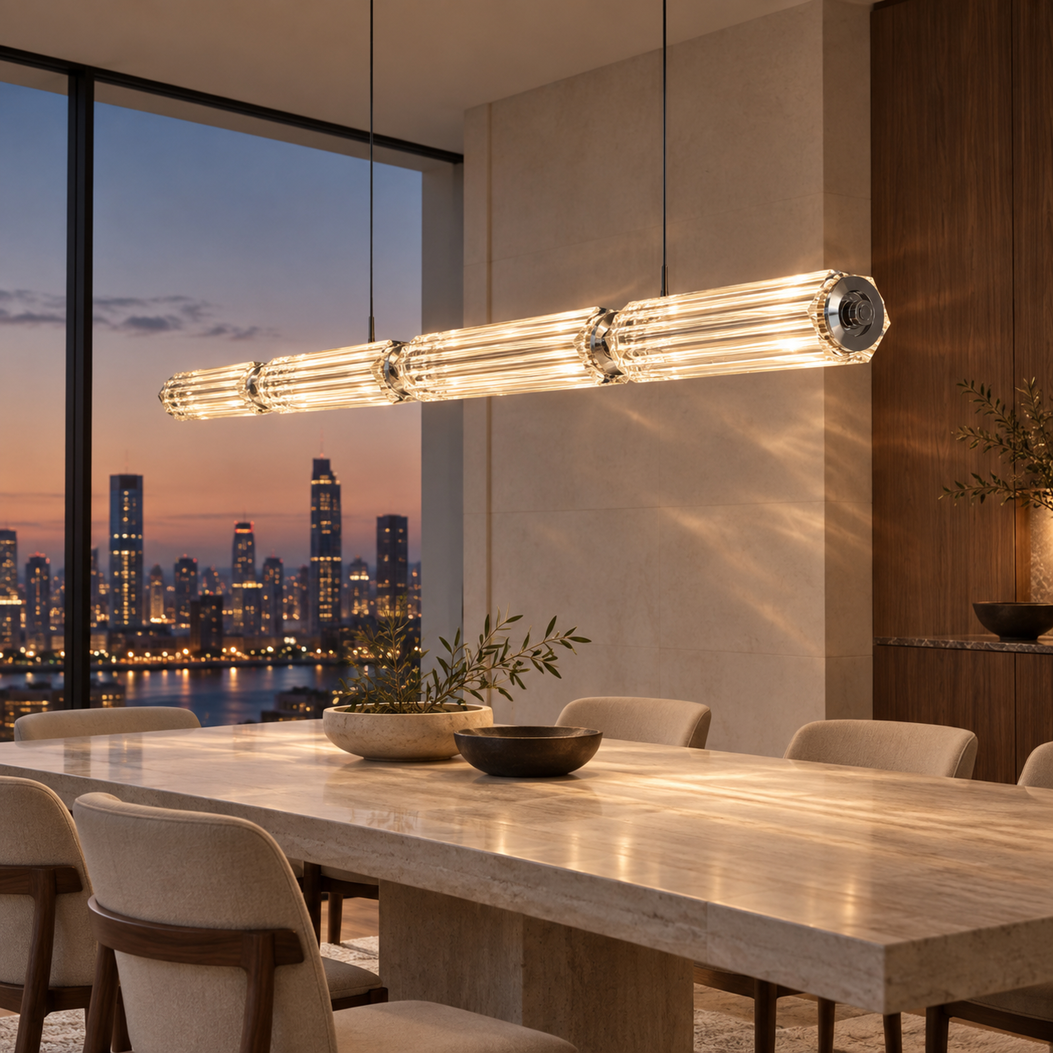 SPACE361 Amara A8136 K9 Hexagonal Crystal Linear Pendant Light - Modern Lamps - gallery image