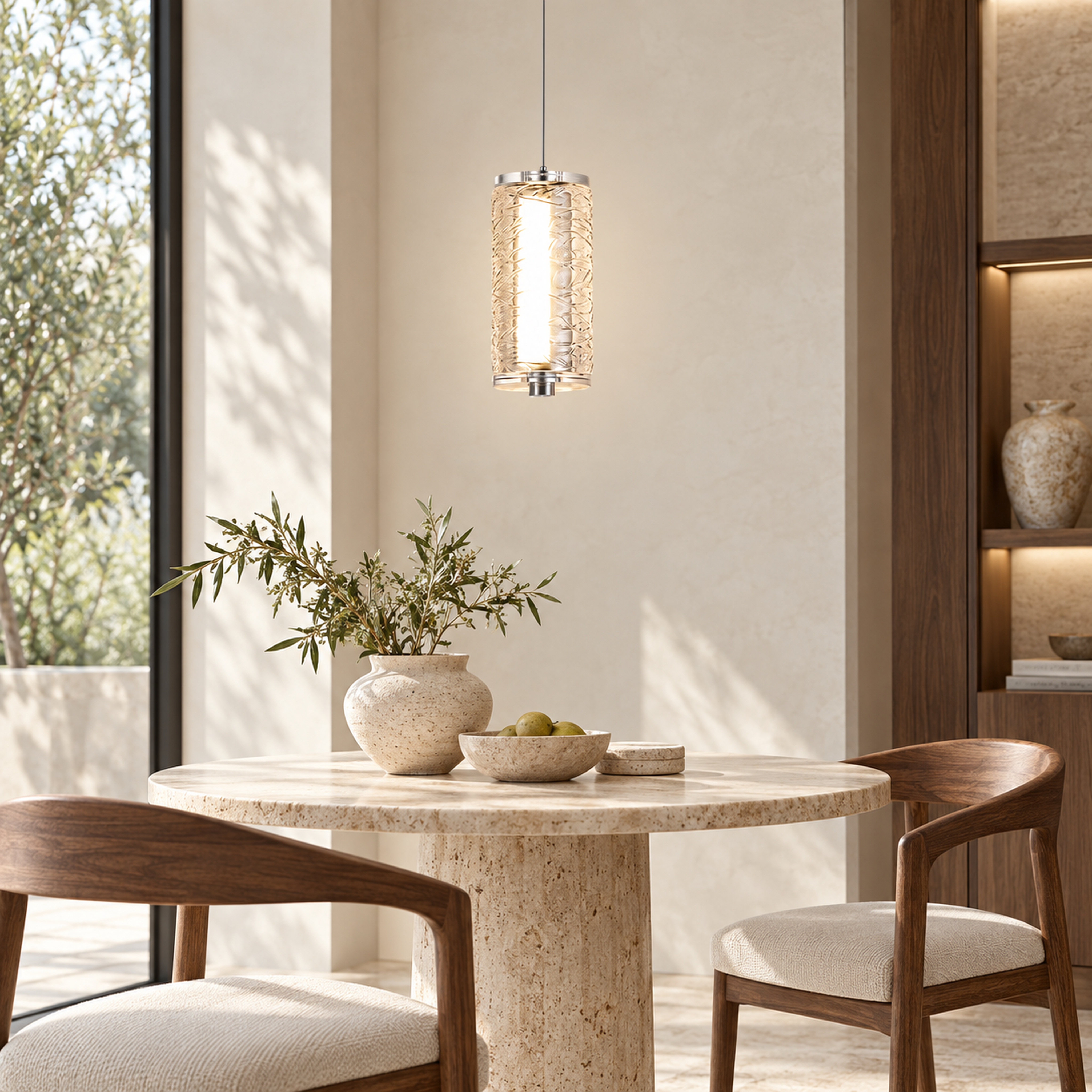 SPACE361 Amara AR-1 Single Pressed Glass Pendant Light - Modern Lamps - gallery image