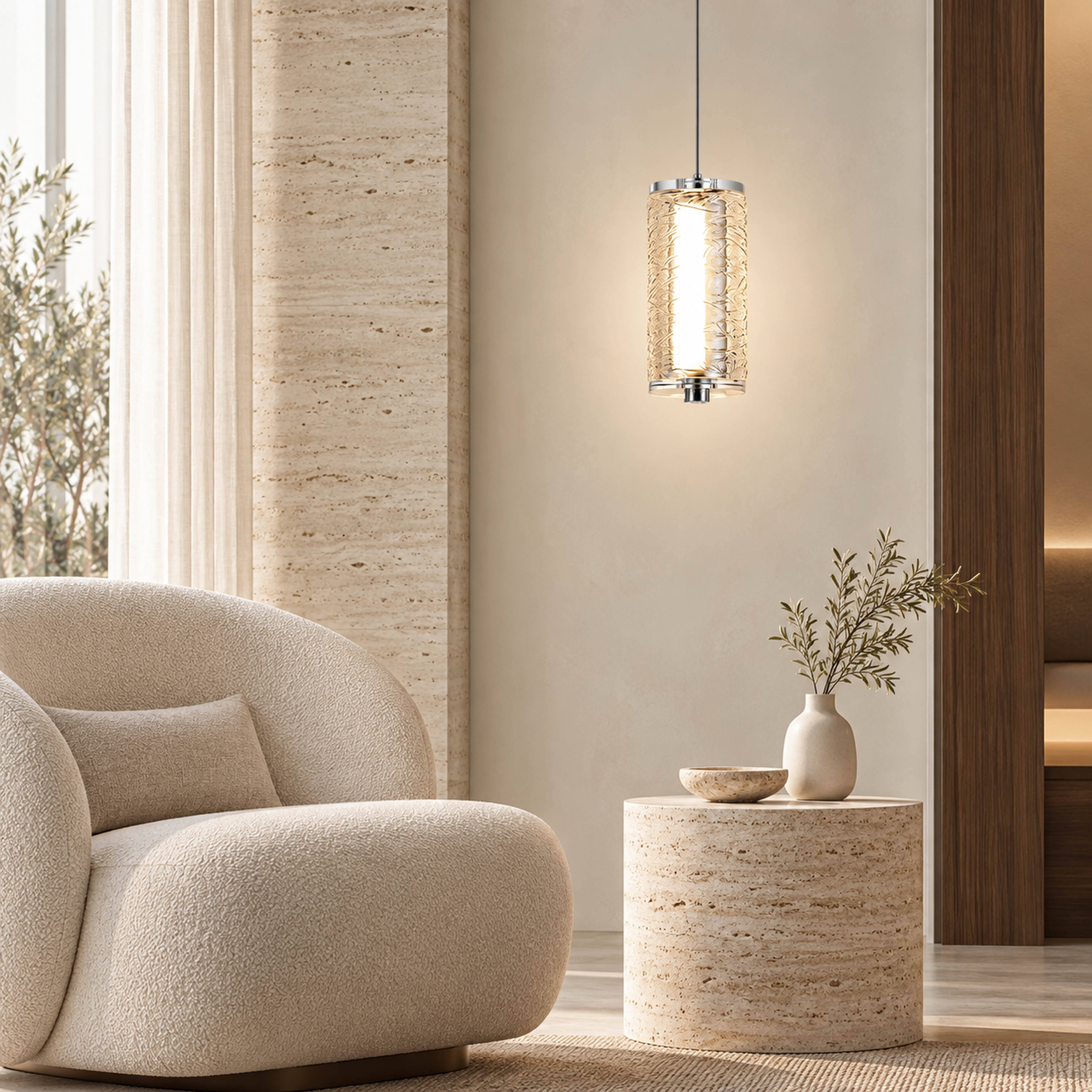 SPACE361 Amara AR-1 Single Pressed Glass Pendant Light - Modern Lamps - gallery image