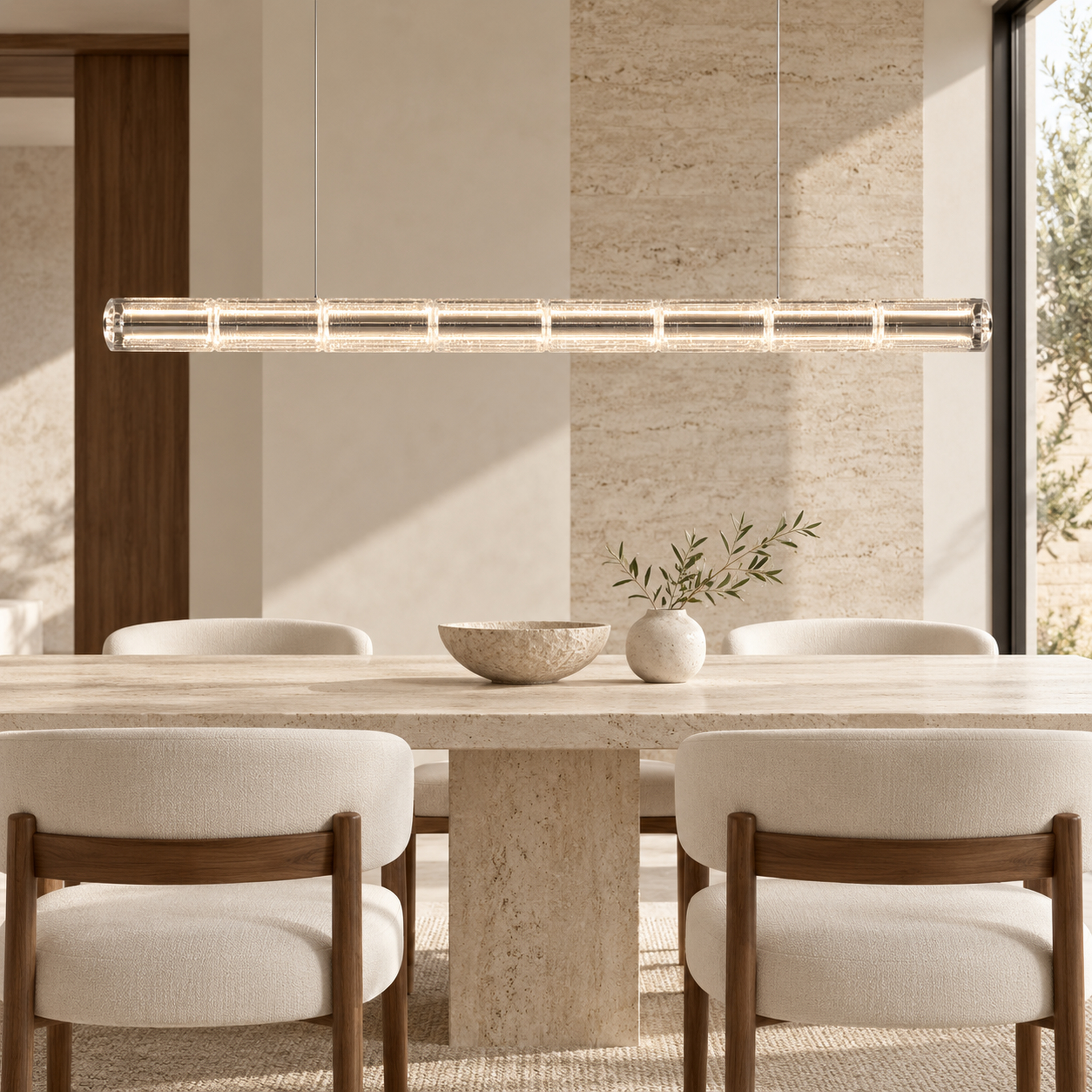 SPACE361 Amara AR Pressed Glass Linear Pendant Light - Modern Lamps - gallery image