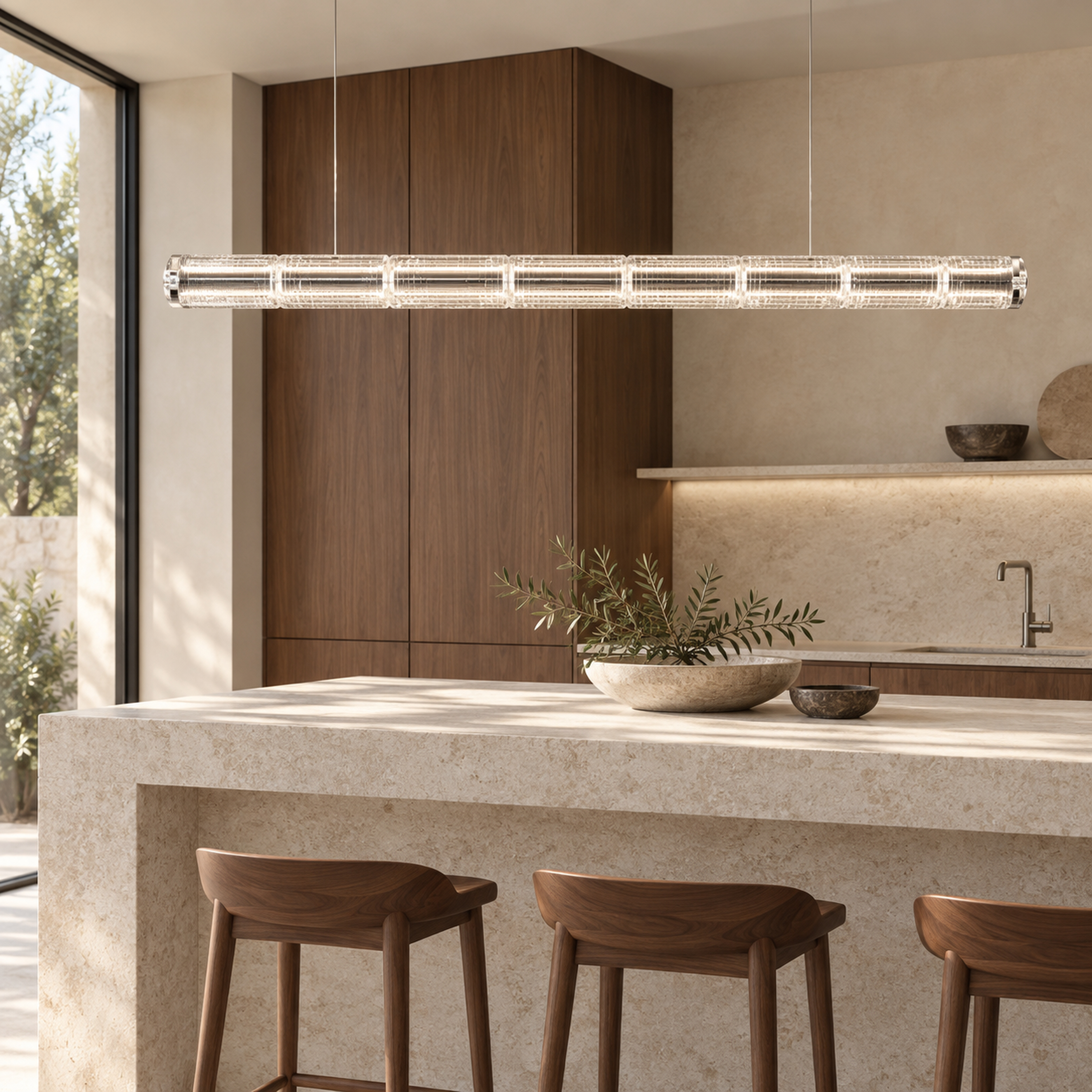 SPACE361 Amara AR Pressed Glass Linear Pendant Light - Modern Lamps - gallery image