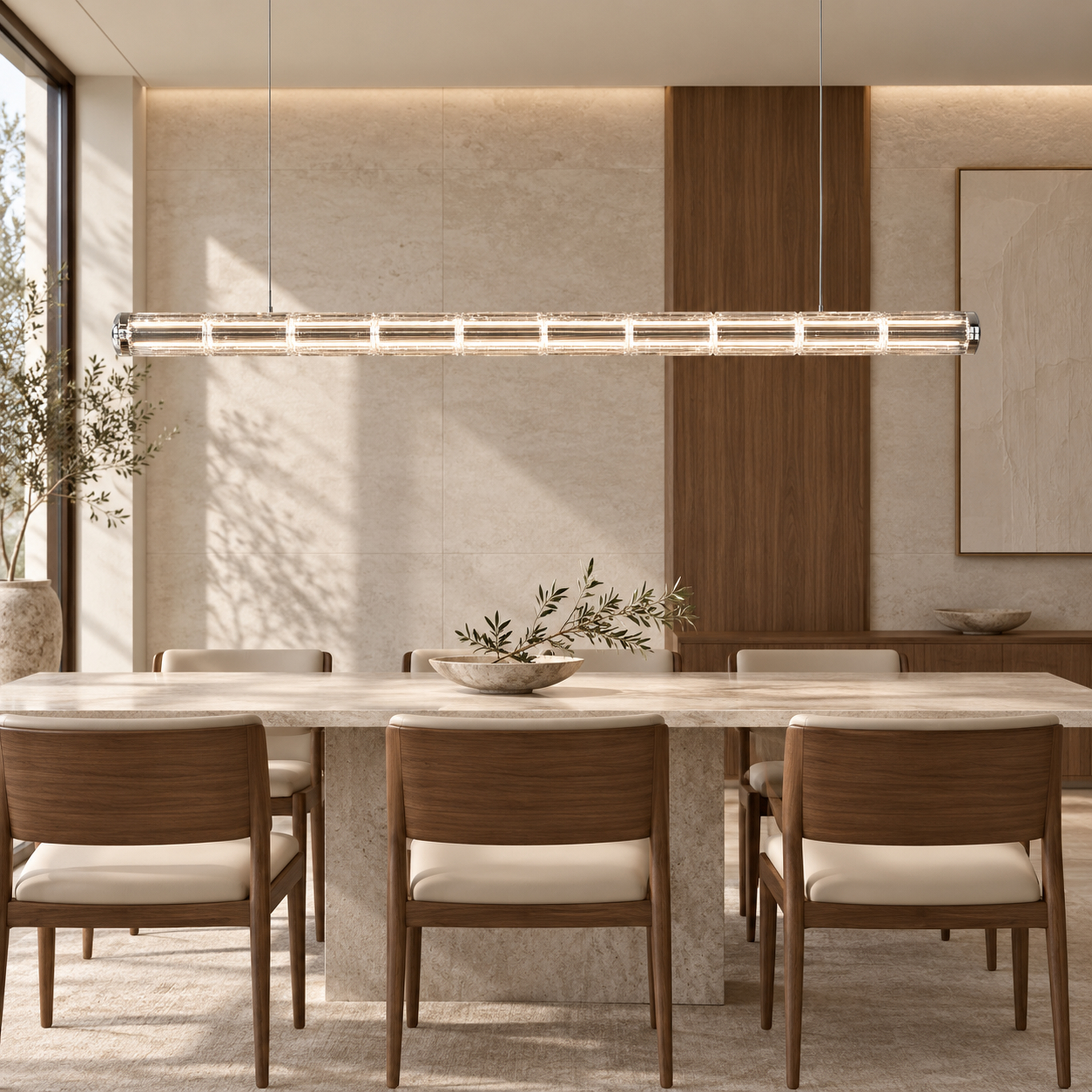 SPACE361 Amara AR Pressed Glass Linear Pendant Light - Modern Lamps - gallery image