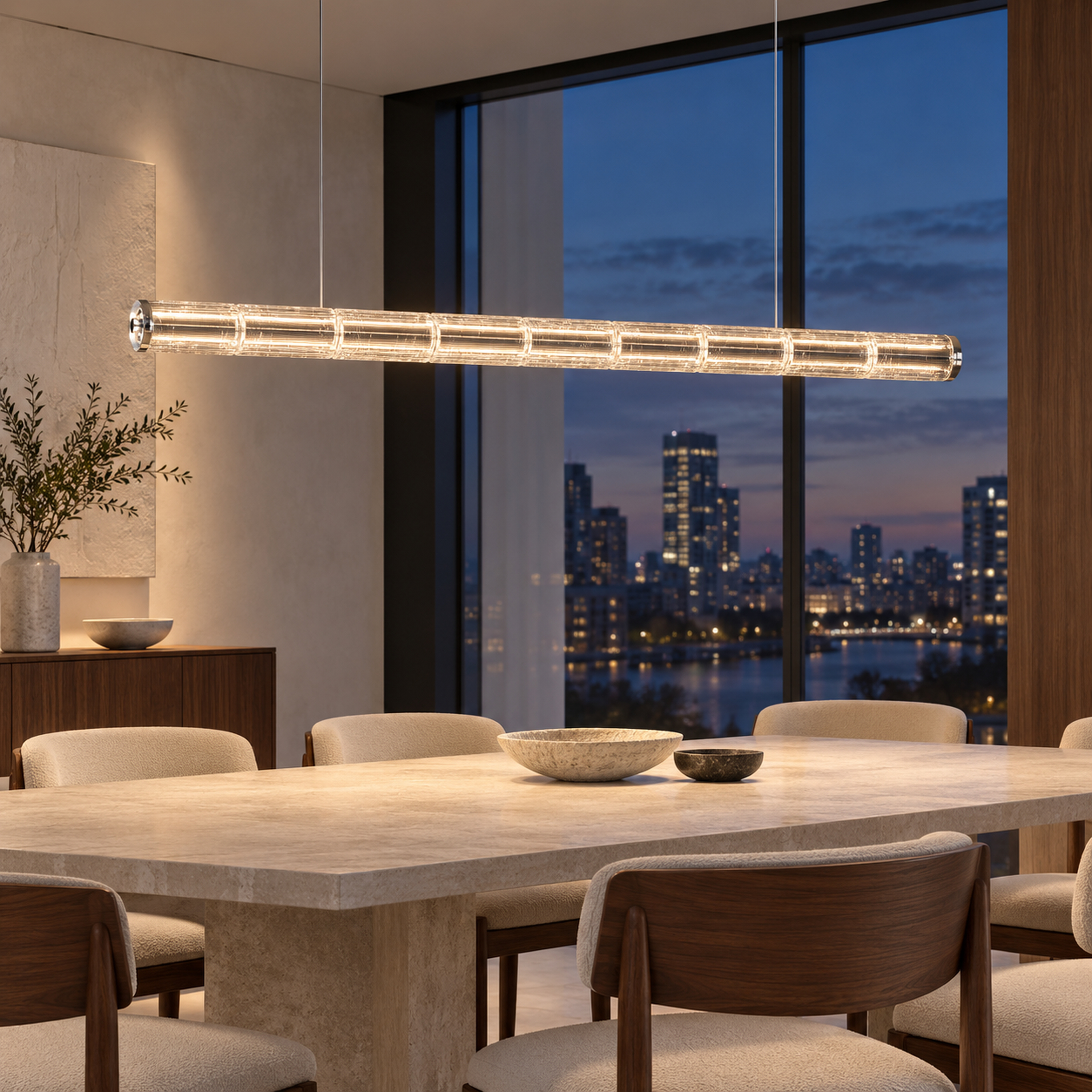 SPACE361 Amara AR Pressed Glass Linear Pendant Light - Modern Lamps - gallery image