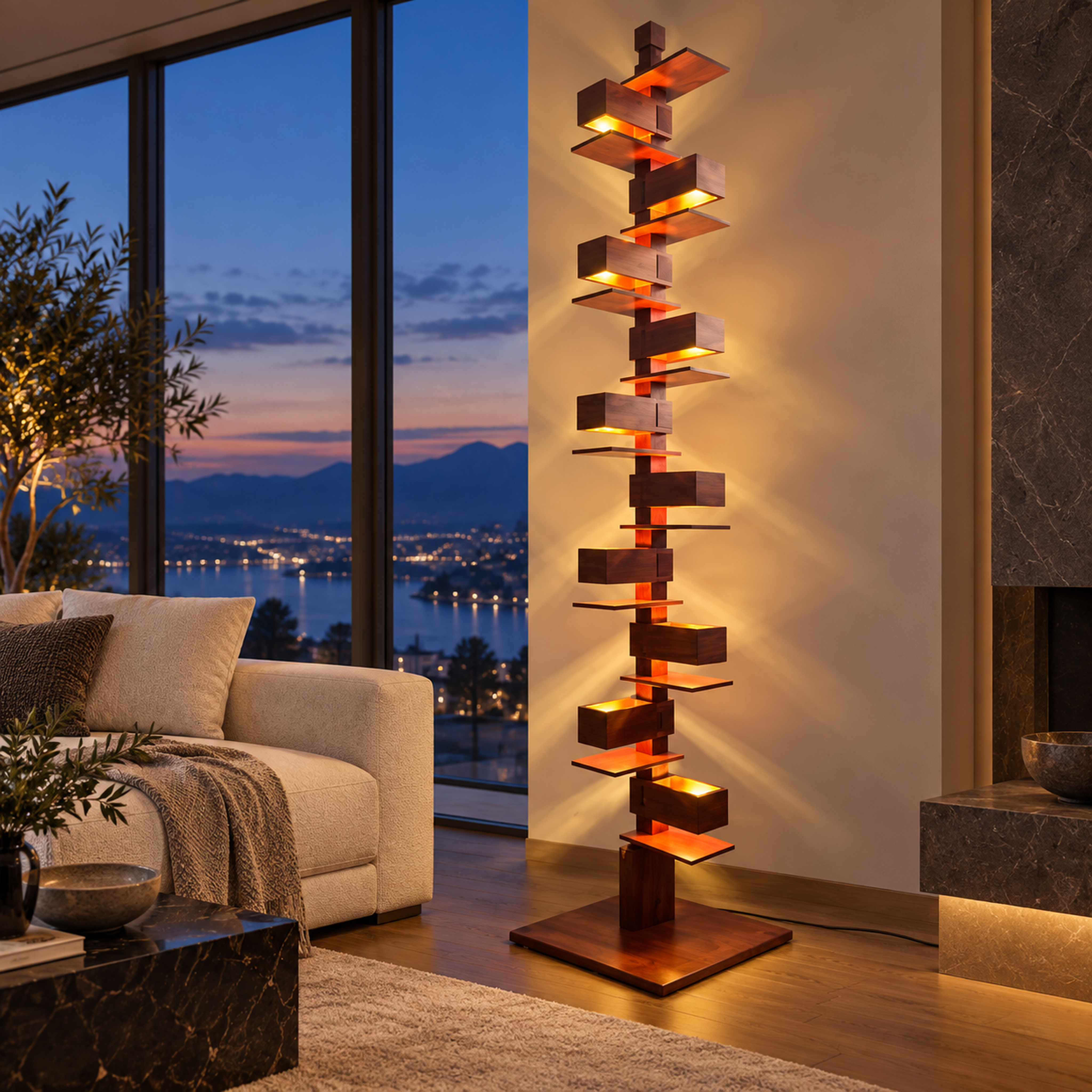 SPACE361 Amara Walnut Floor Lamp - Modern Lamps - gallery image