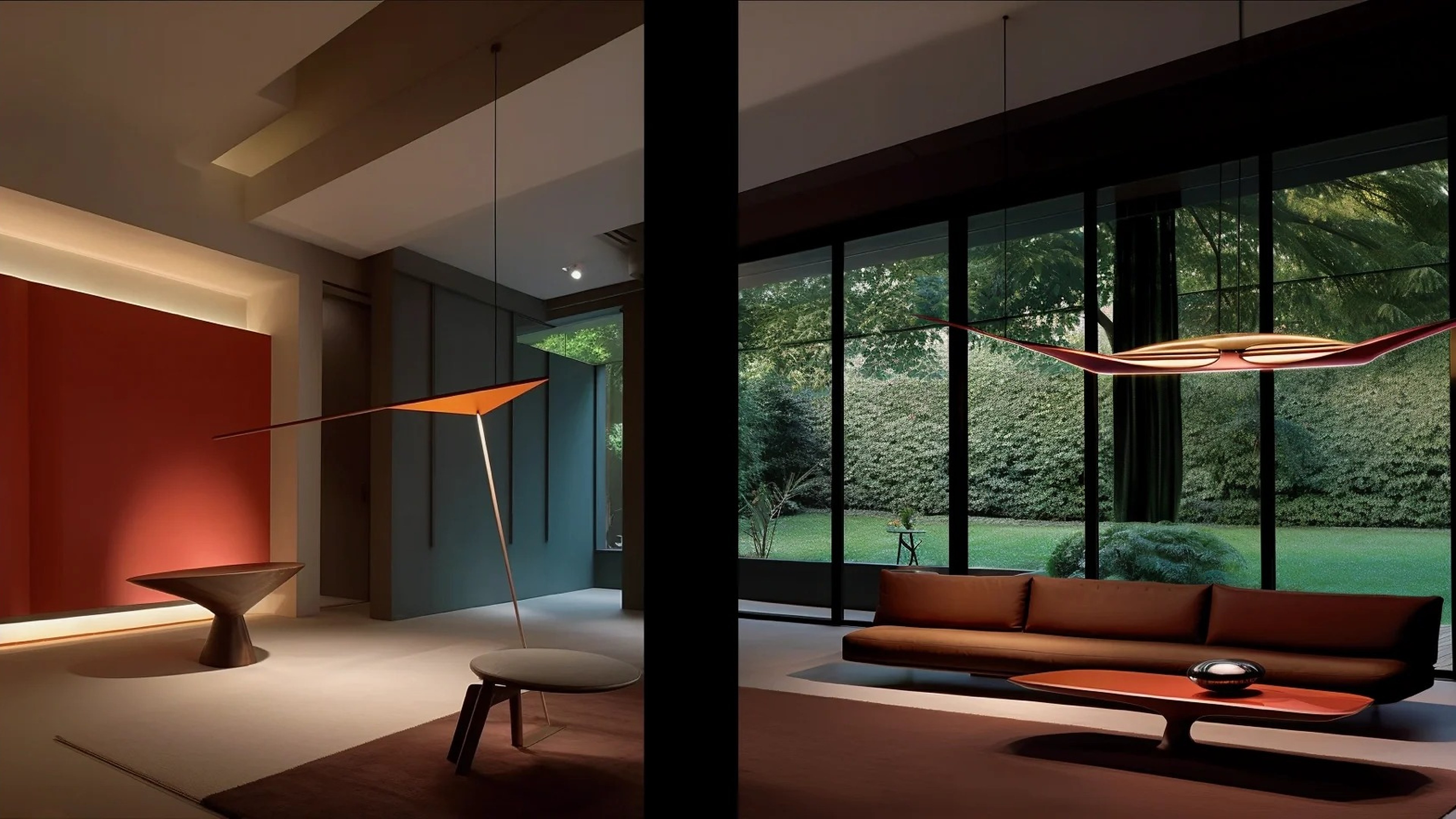 Whole-house lighting design for a modern showroom living space